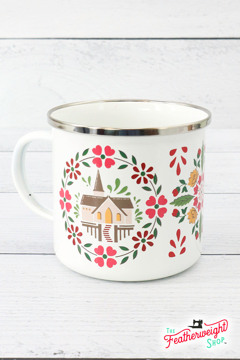Mug, Home Town Holiday Christmas Enamel Tin Mug by Lori Holt