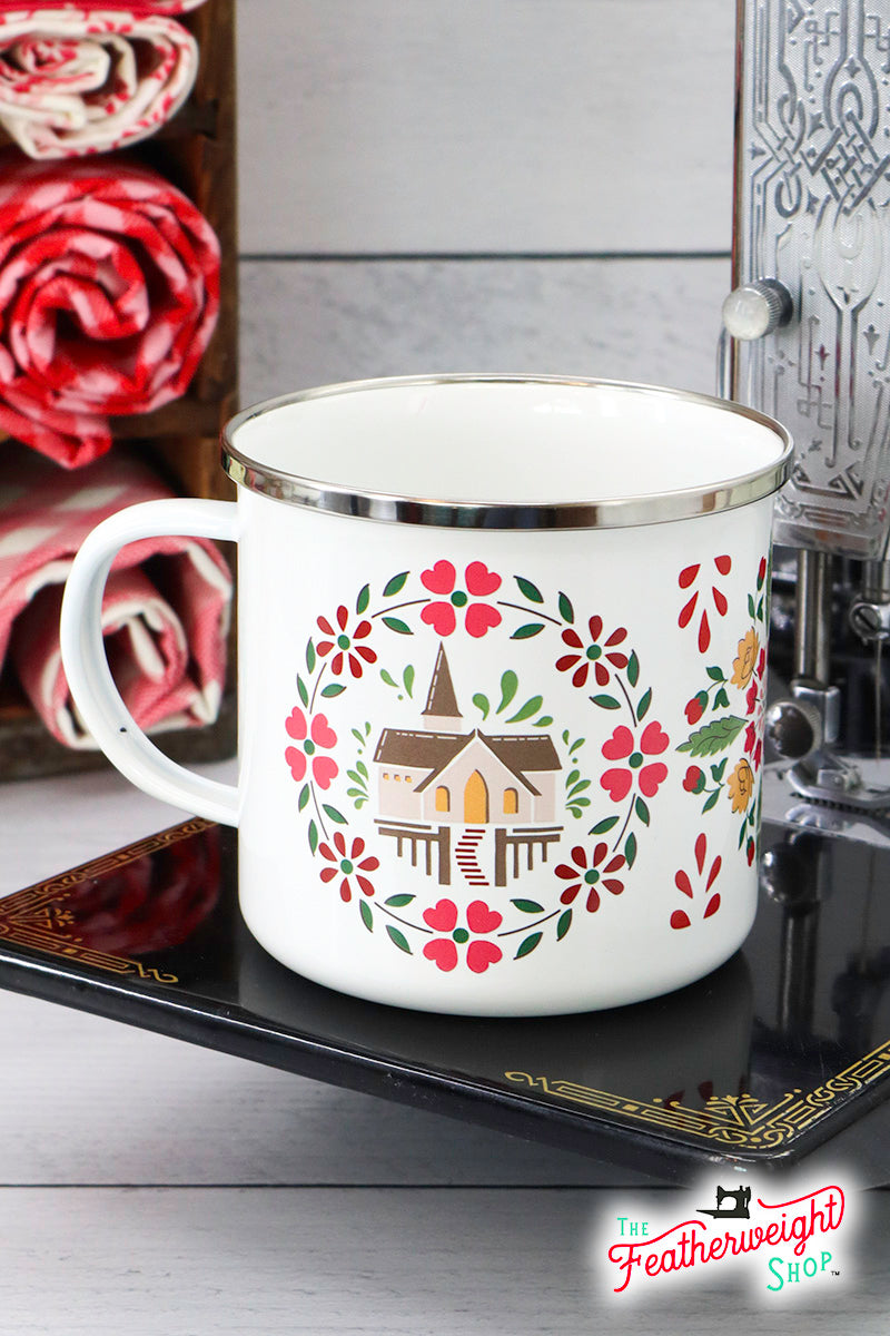 Mug, Home Town Holiday Christmas Enamel Tin Mug by Lori Holt