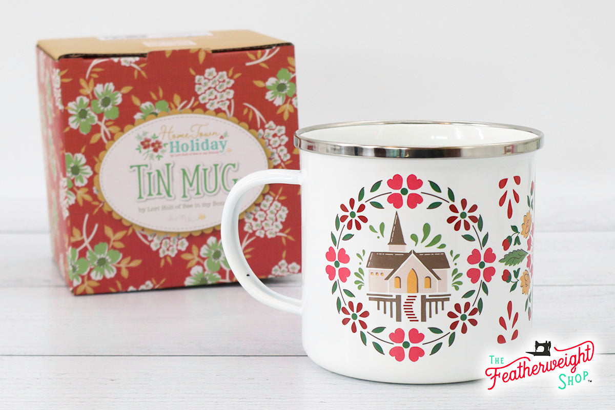 Mug, Home Town Holiday Christmas Enamel Tin Mug by Lori Holt