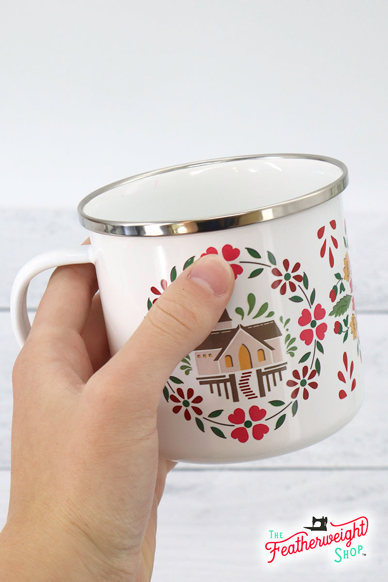 Mug, Home Town Holiday Christmas Enamel Tin Mug by Lori Holt