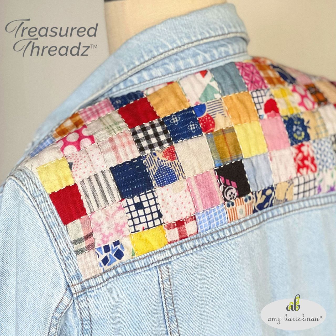 Fabric, Treasured Threadz Quilt Block Panel - Postage Stamp