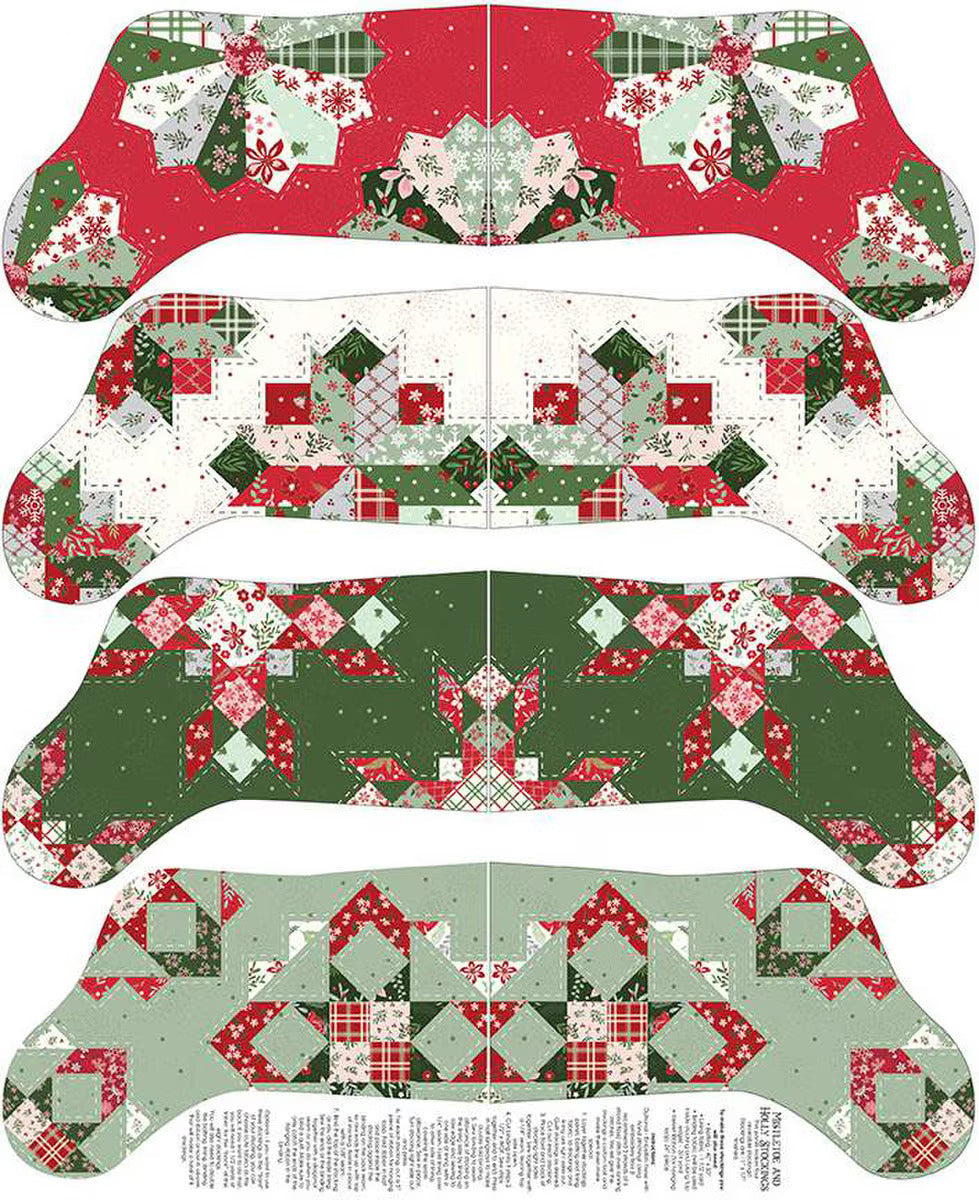 Fabric, Mistletoe and Holly Stockings by Beverly McCullough PANEL
