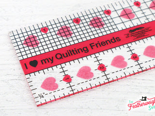 Load image into Gallery viewer, Cutting Ruler, I &quot;Heart&quot; My Quilty Friends - CREATIVE GRIDS 6&quot; x 2 1/2&quot; (with self-grips)