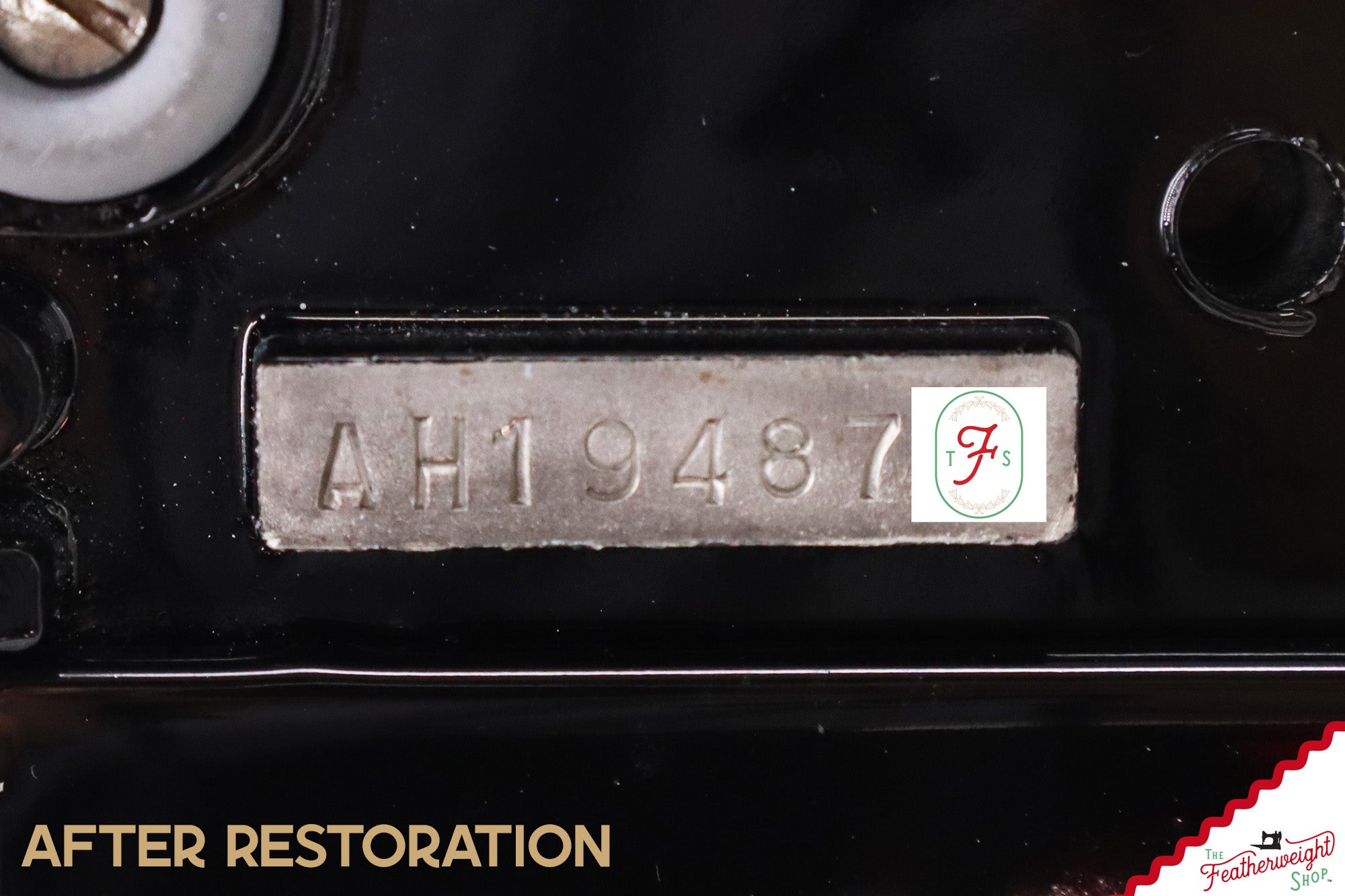 Singer Featherweight 221 Sewing Machine AH194***, RARE M.R. Decal - Fully Restored in Gloss Black
