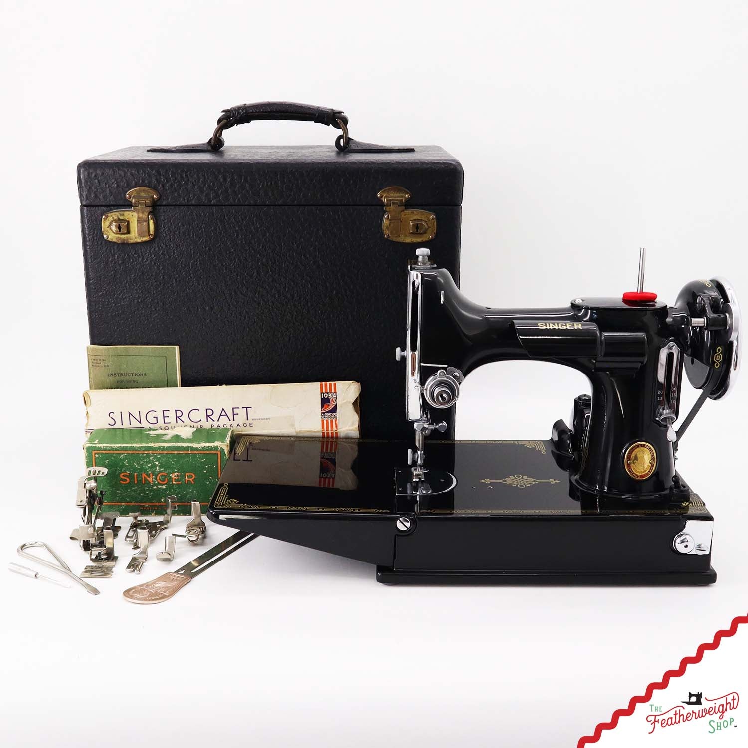 Singer Featherweight 221, Chicago World's Fair, Fully Restored in Gloss Black, AD54455* - RARE