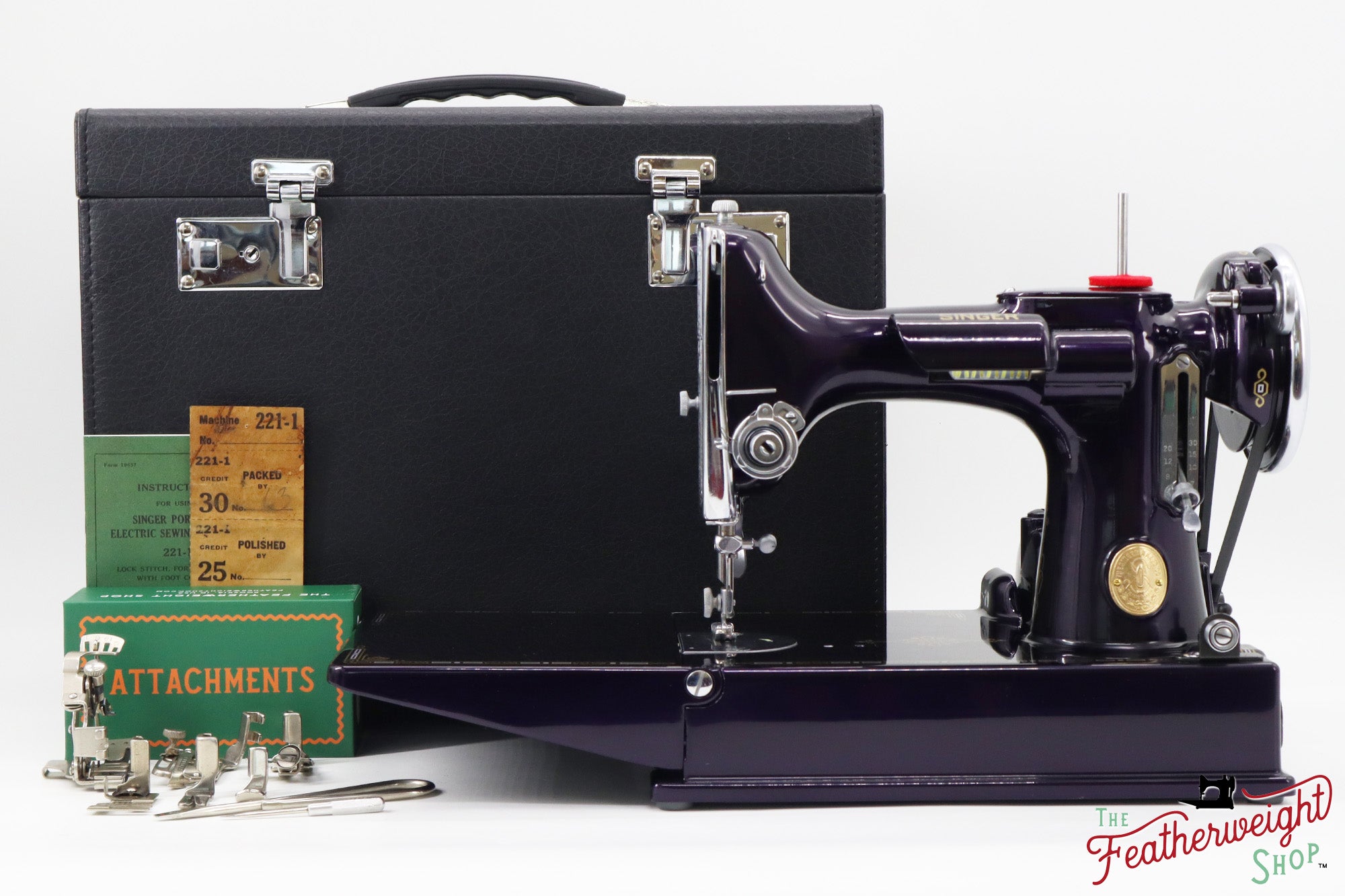 Singer Featherweight 221, AE408*** - Fully Restored in Black Iris