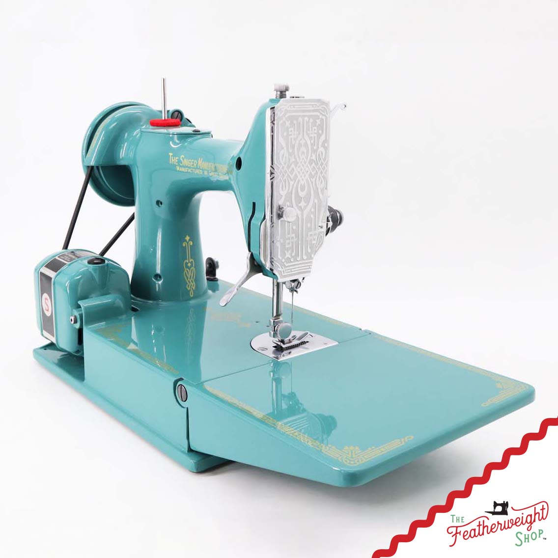 Singer Featherweight 221K, Centennial - EG9647**, Rare Great Britain Decal - Fully Restored in Lagoon