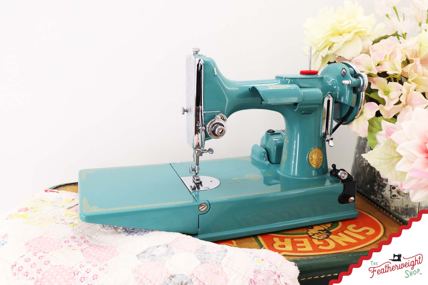 Singer Featherweight 221, AE079*** - Fully Restored in Lagoon