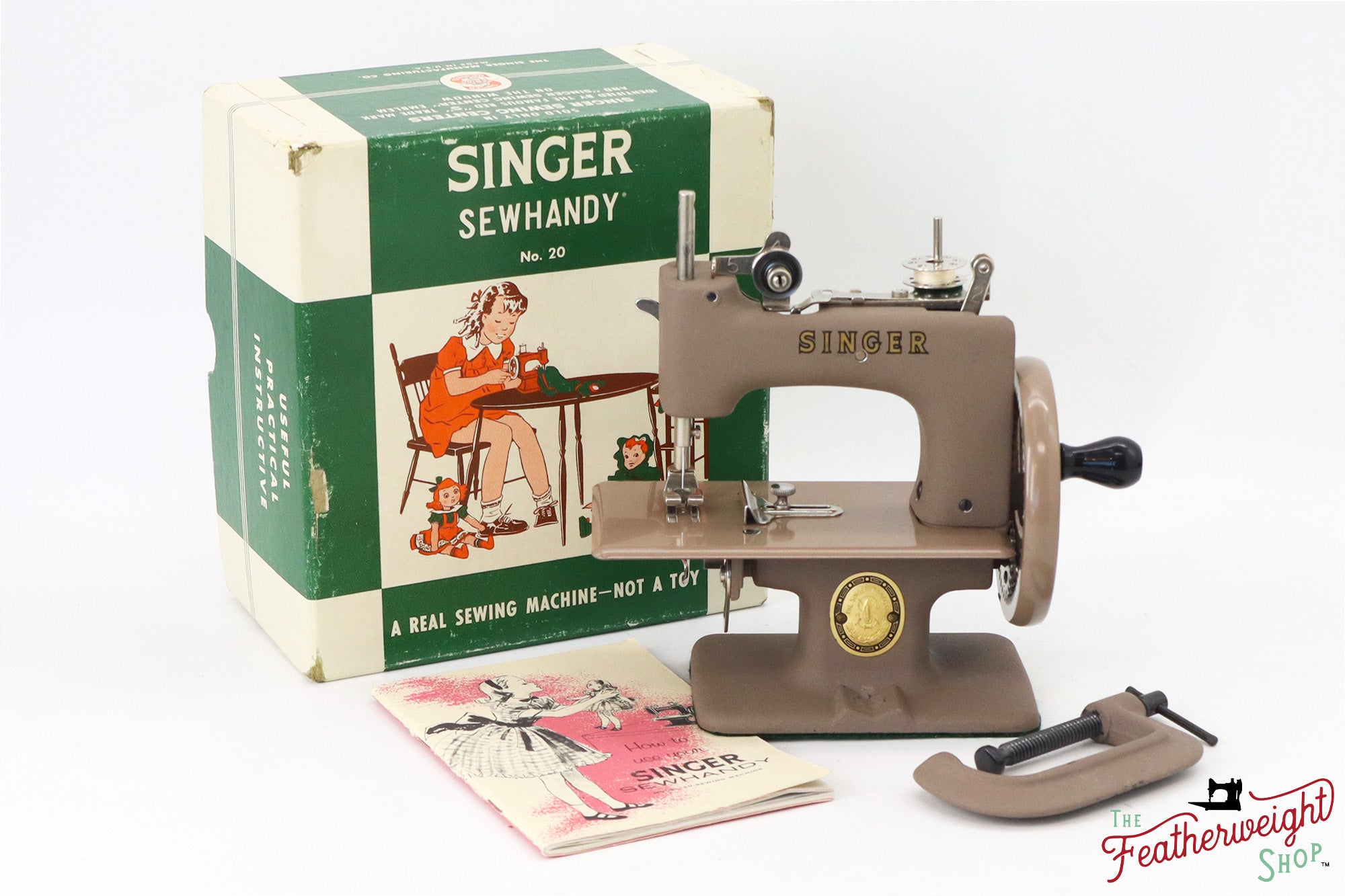 SINGER SEWHANDY Model 20 ビンテージハンディミシン 箱付 Singer Sewhandy Model 20 - Wrinkle / Warm Taupe, Complete Set