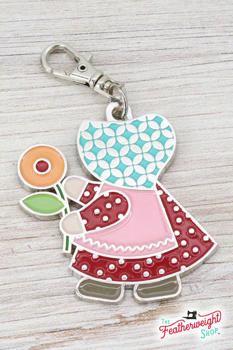 Keyring & Keychain Enamel Charm, SUNBONNET SUE by Lori Holt