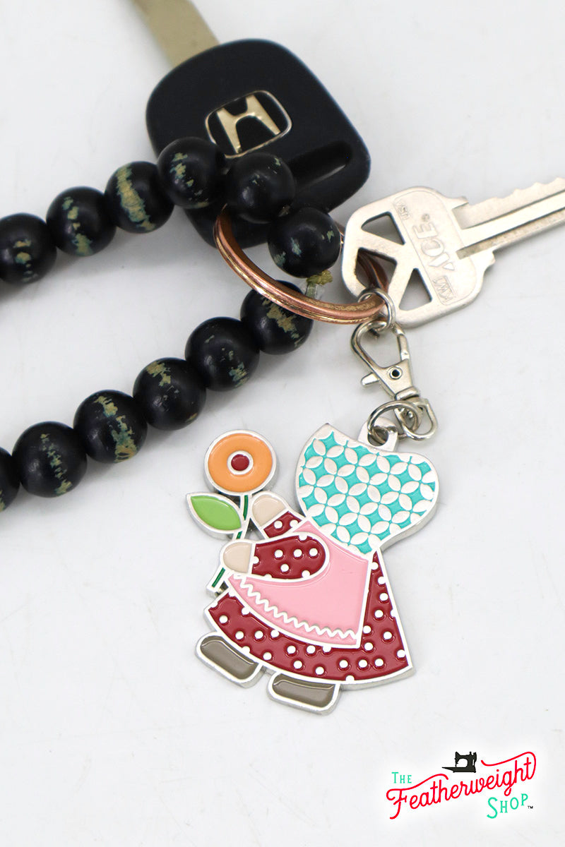 Keyring & Keychain Enamel Charm, SUNBONNET SUE by Lori Holt