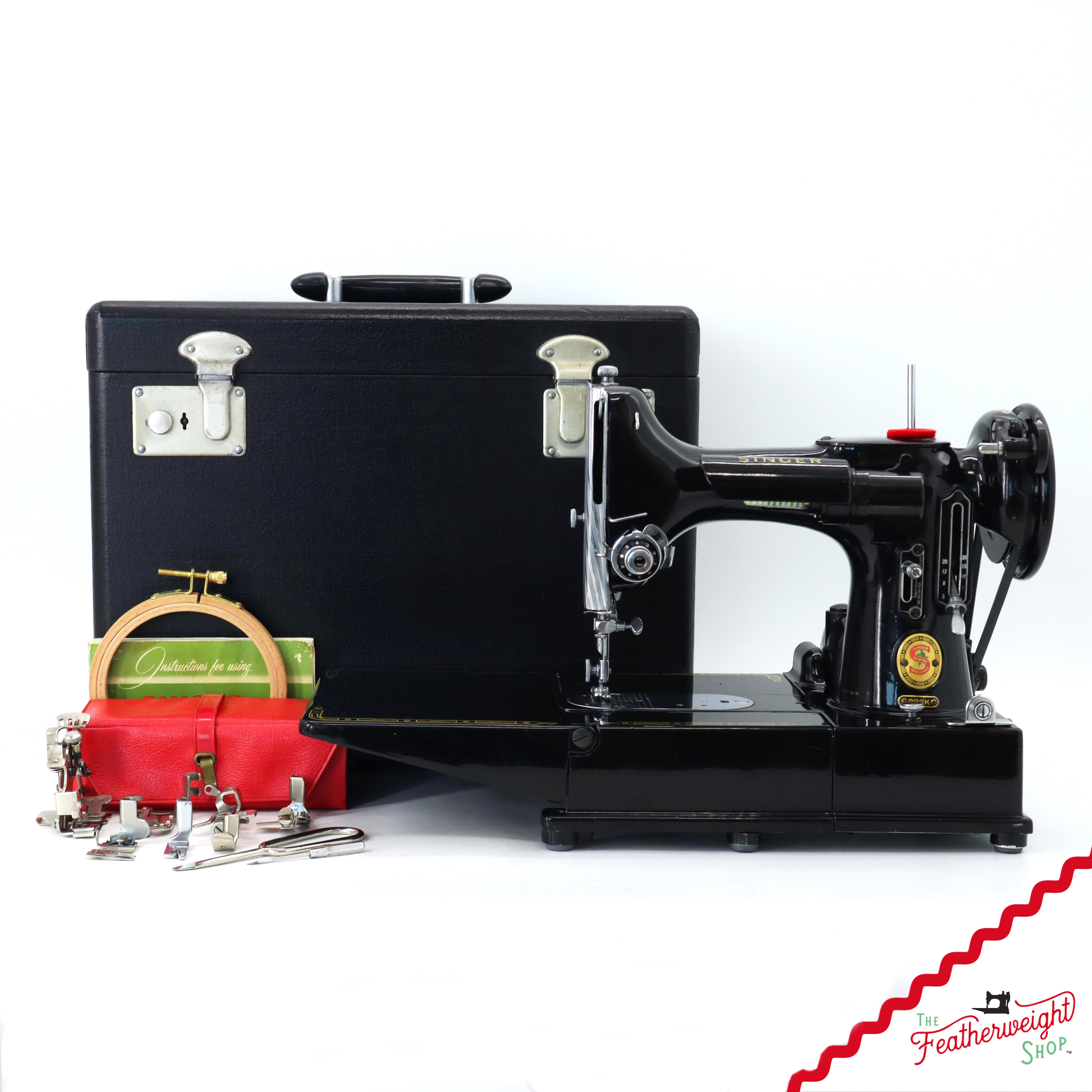 Singer Featherweight 222K Sewing Machine, Red 'S' - EP76001* - 1959