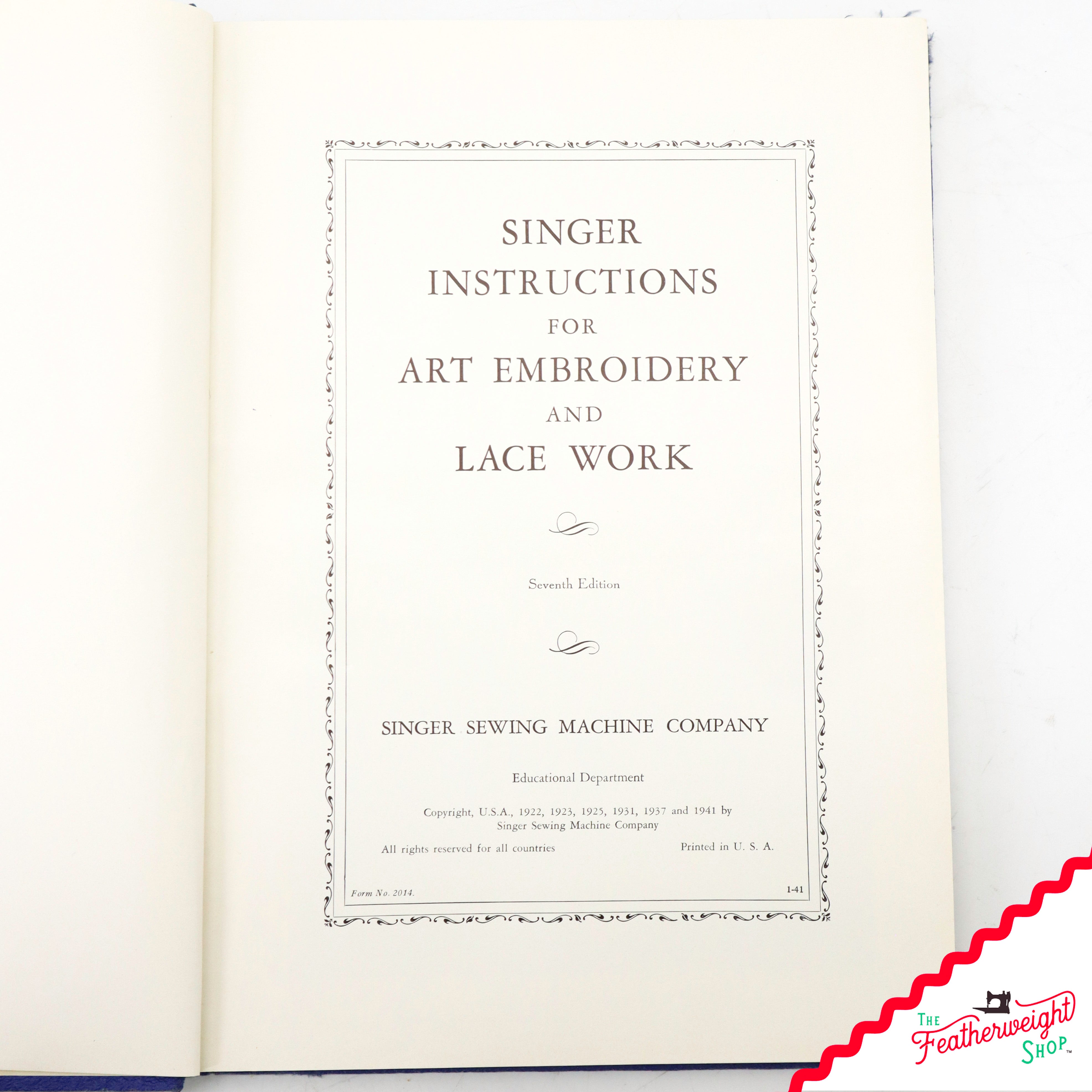 Book, Instructions for Art Embroidery and Lace Work, Singer 1941