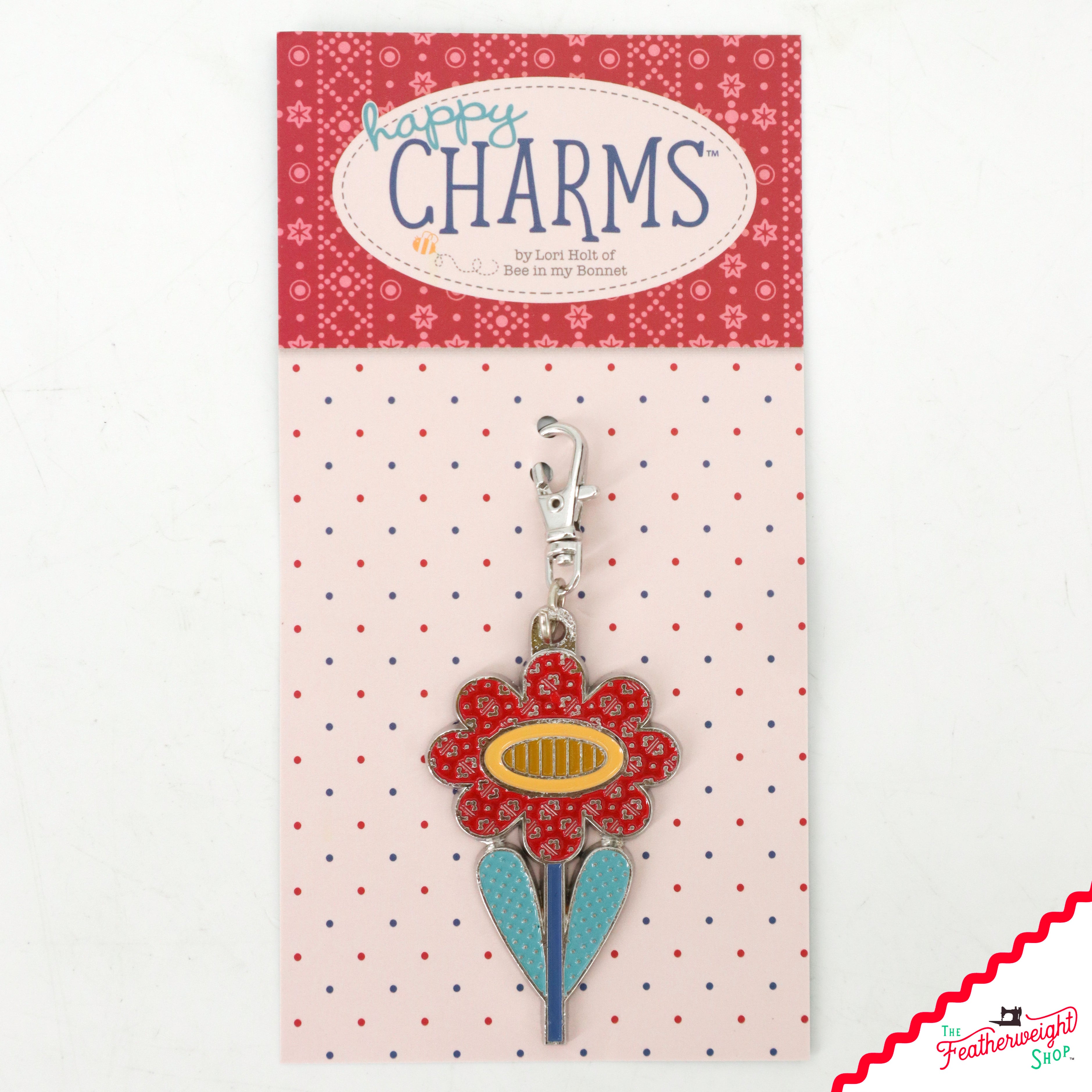 Keyring & Keychain Enamel Happy Charm, Flower by Lori Holt