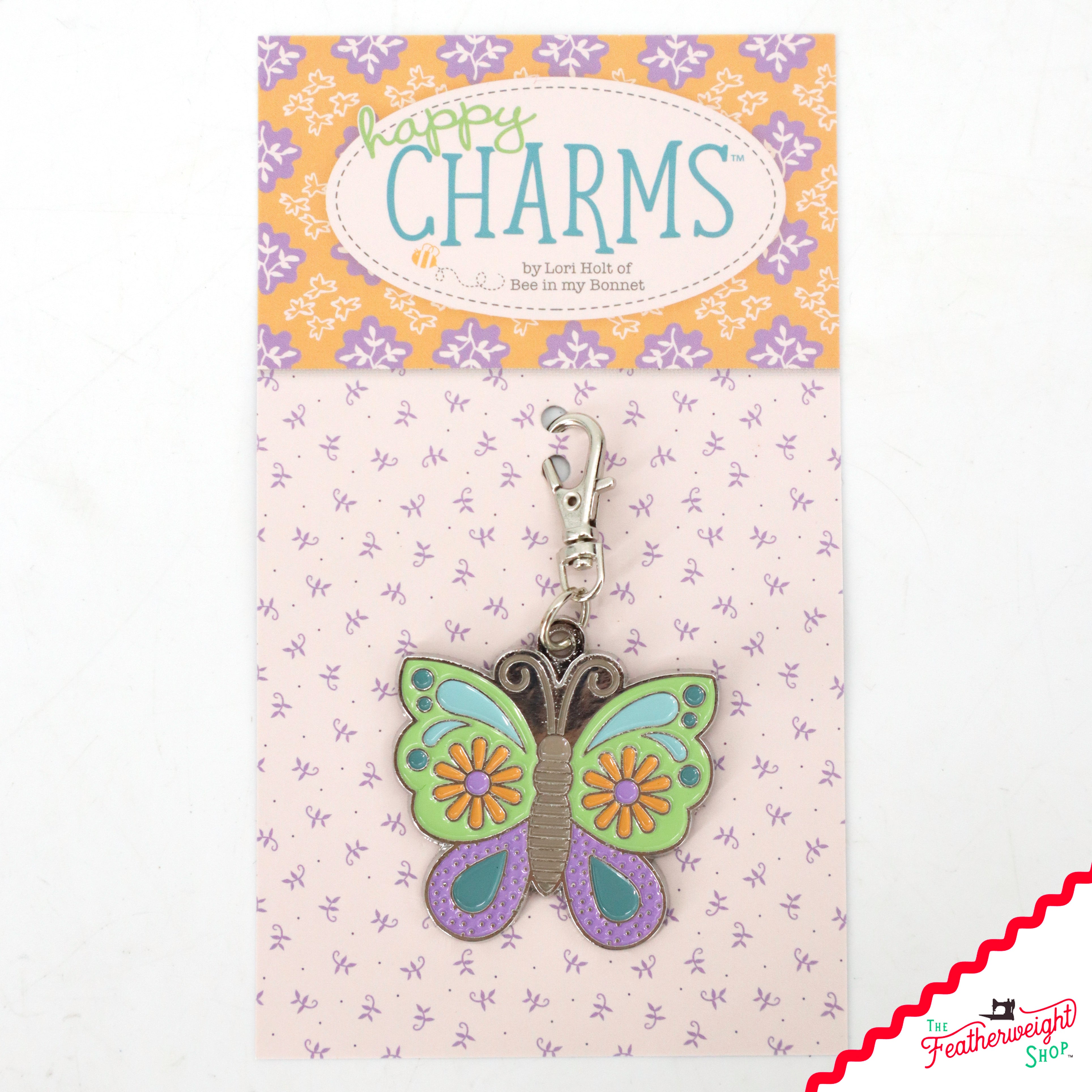 Keyring & Keychain Enamel Happy Charm, Butterfly by Lori Holt