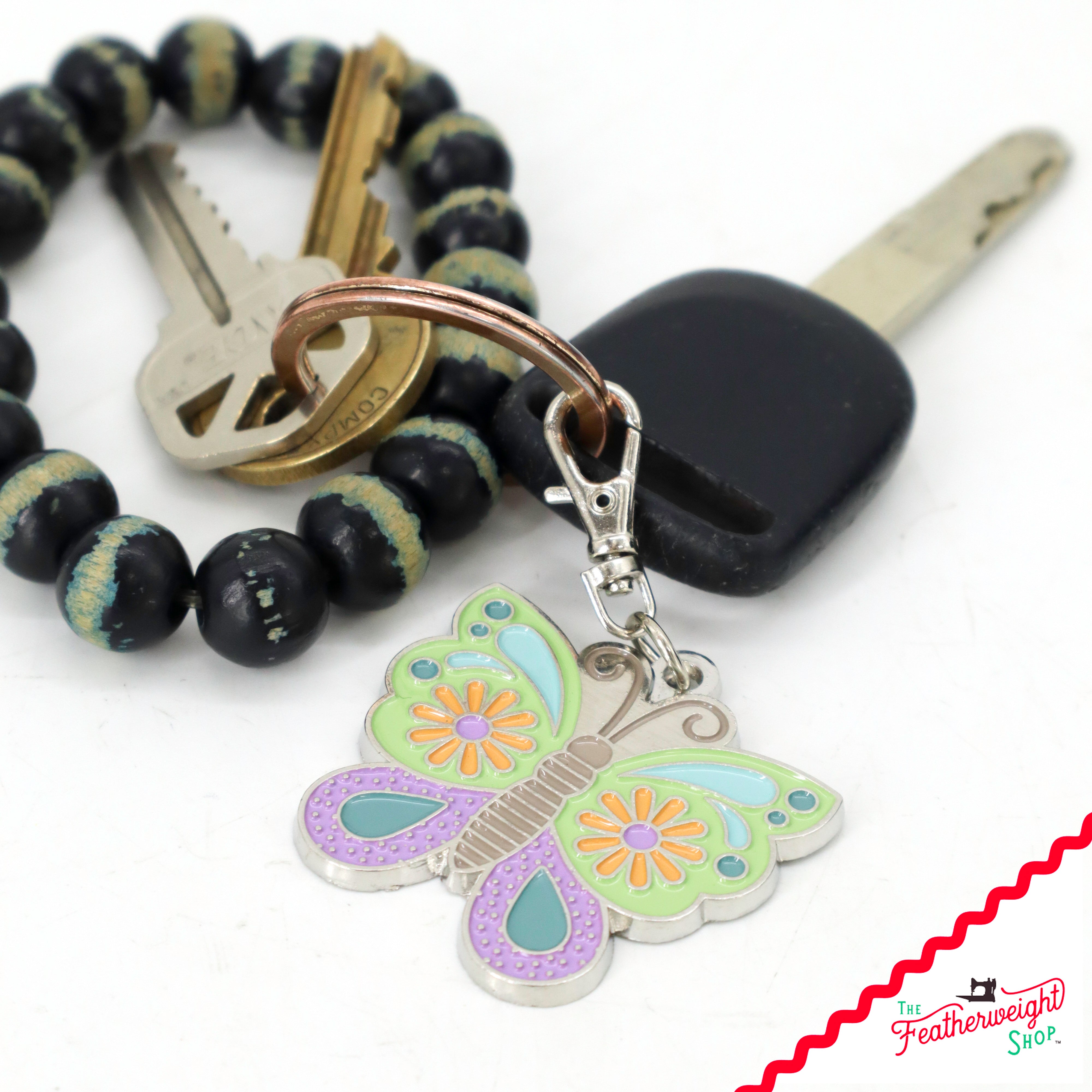 Keyring & Keychain Enamel Happy Charm, Butterfly by Lori Holt