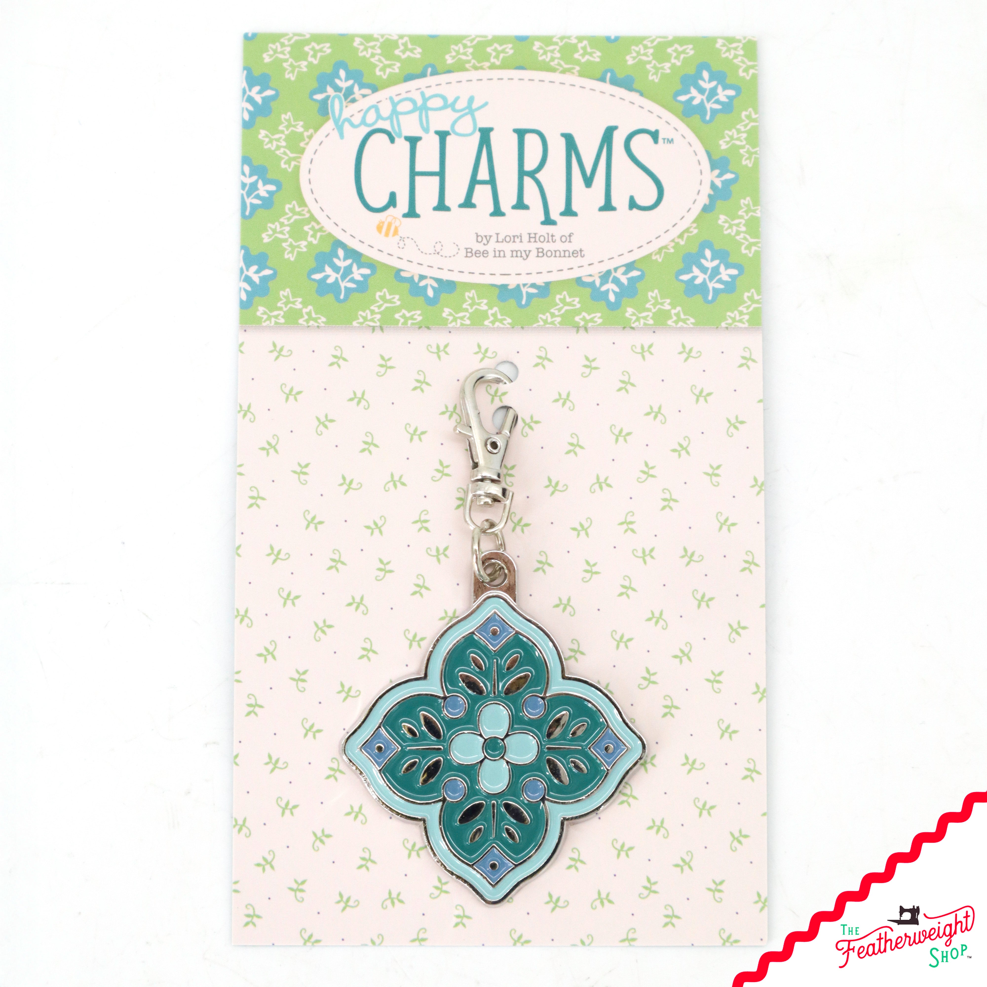 Keyring & Keychain Enamel Happy Charm, Medallion by Lori Holt