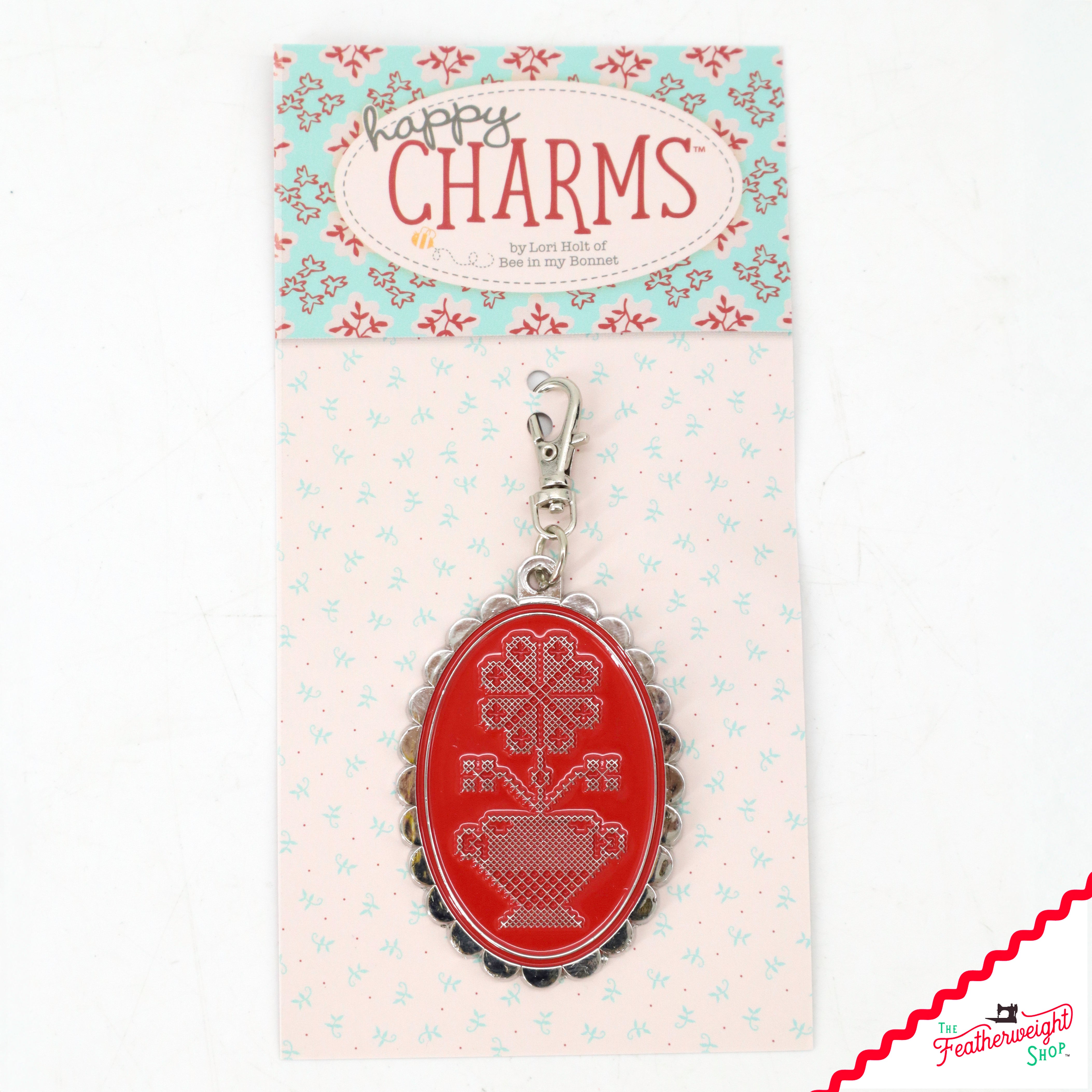 Keyring & Keychain Enamel Happy Charm, Cross Stitch by Lori Holt