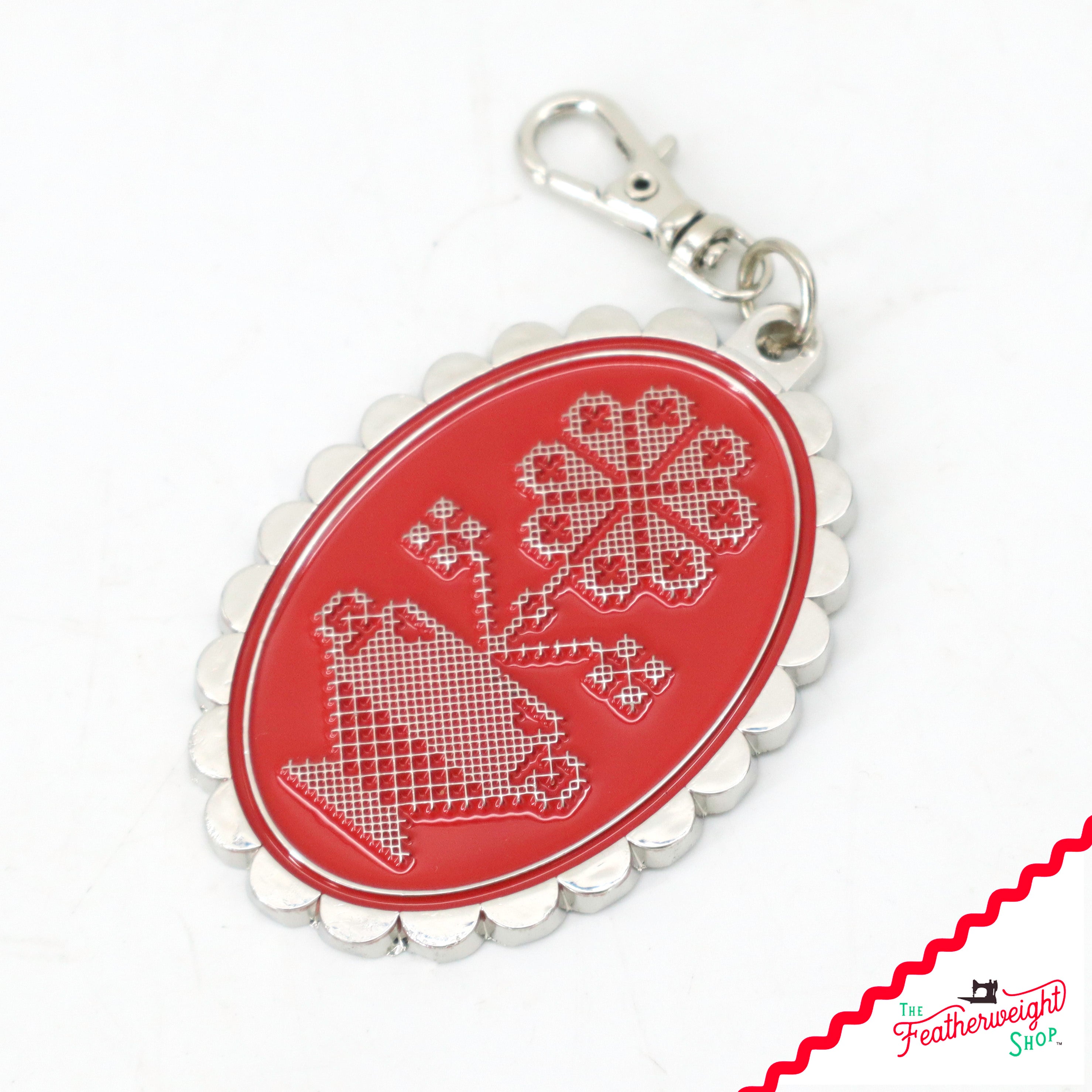 Keyring & Keychain Enamel Happy Charm, Cross Stitch by Lori Holt