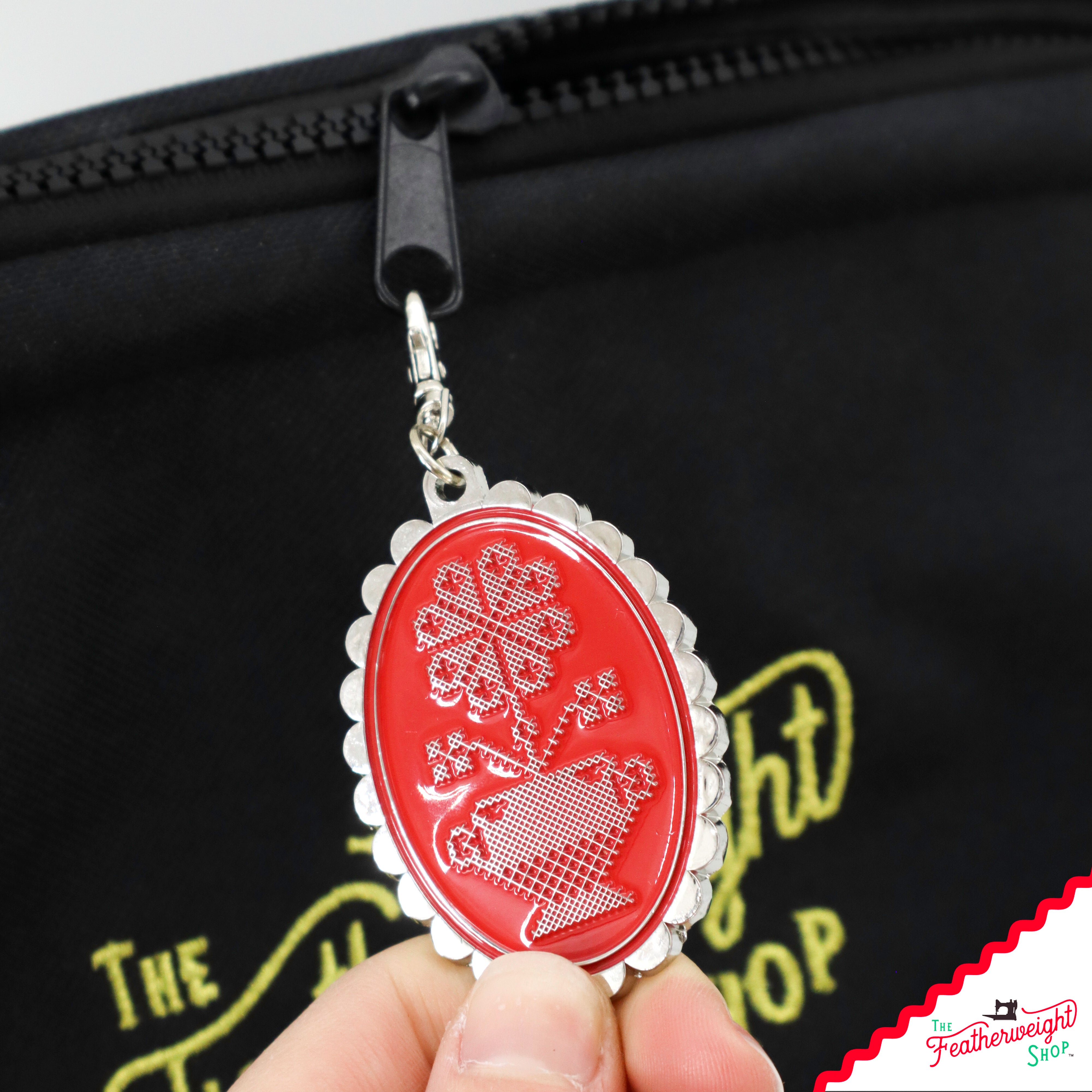 Keyring & Keychain Enamel Happy Charm, Cross Stitch by Lori Holt