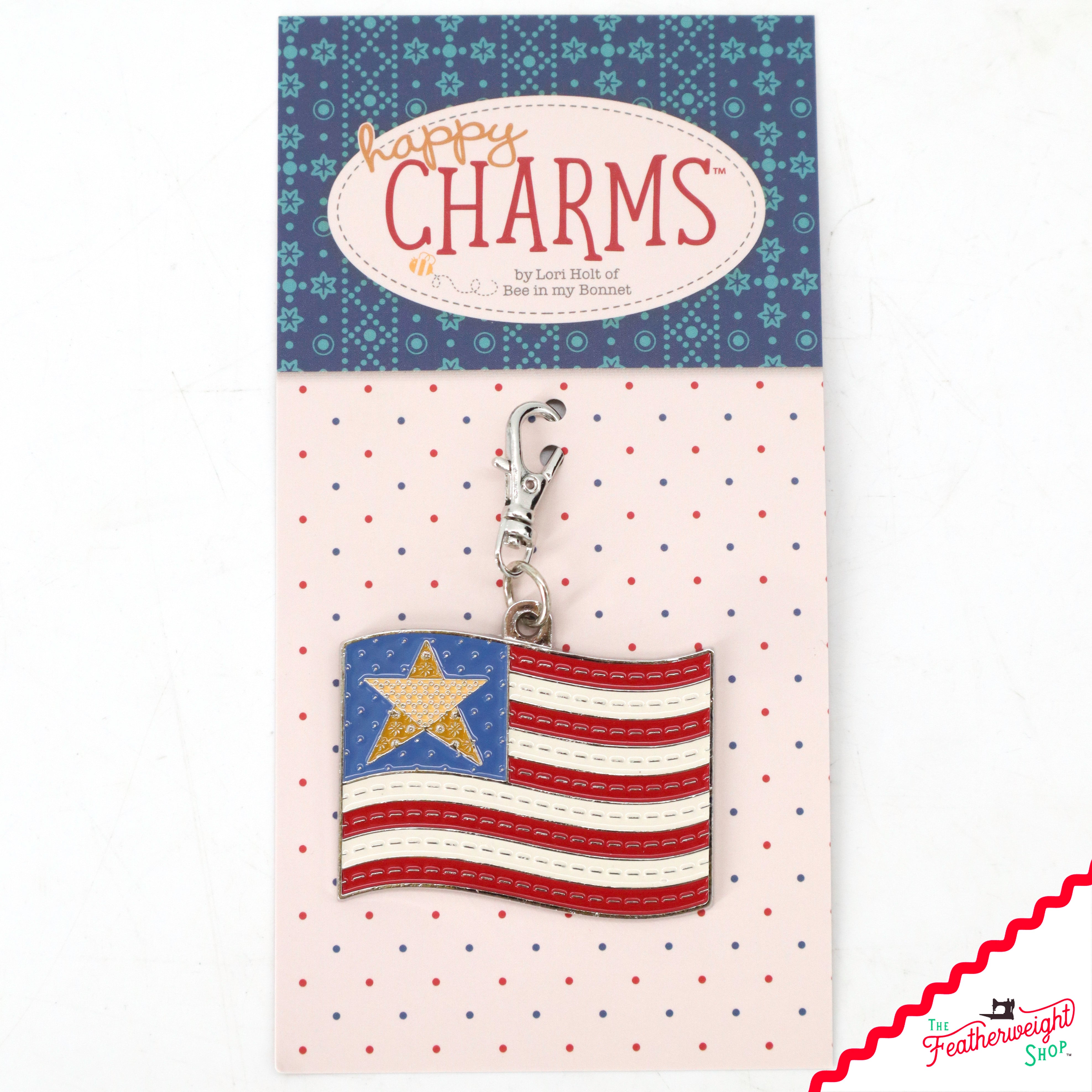 Keyring & Keychain Enamel Happy Charm, Flag by Lori Holt
