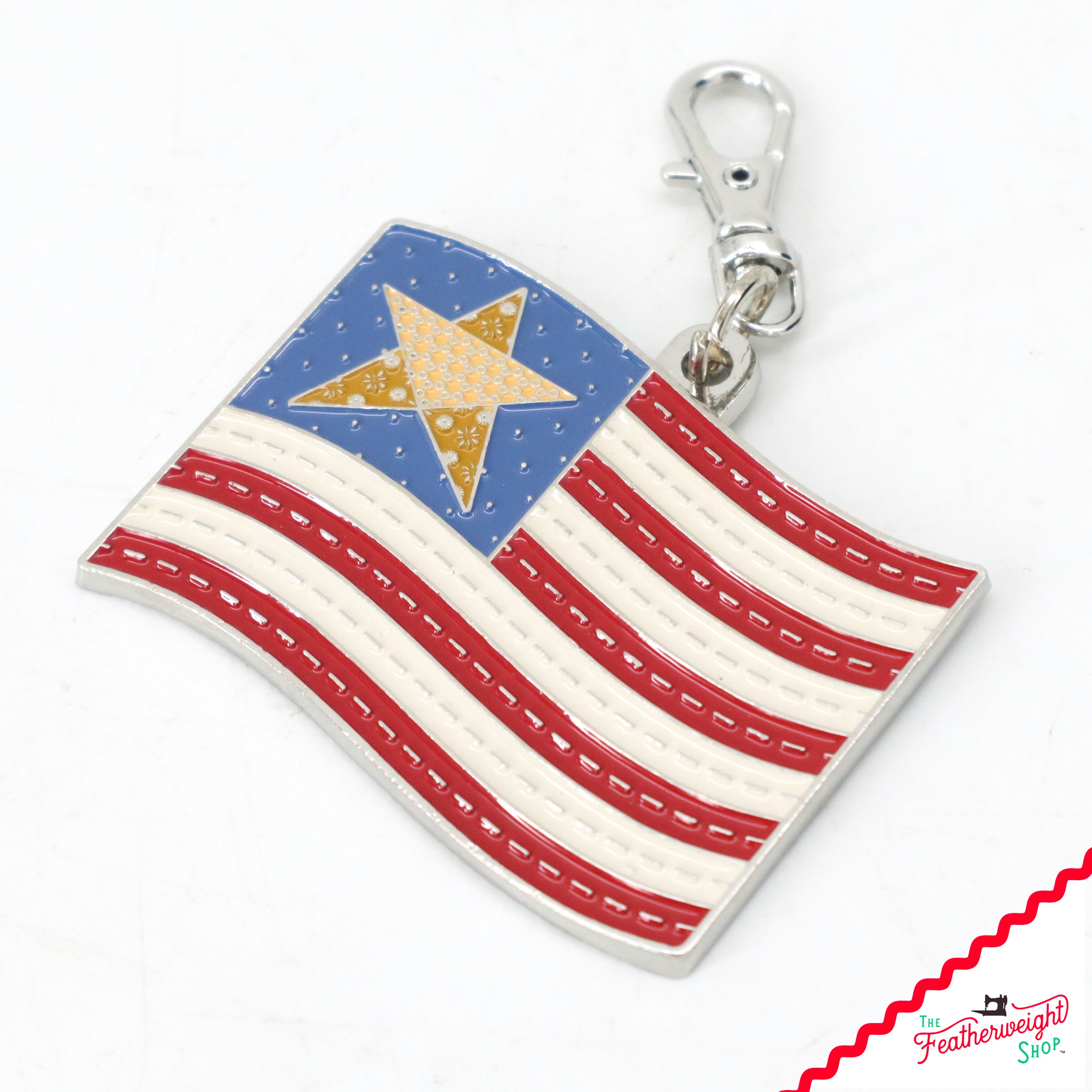 Keyring & Keychain Enamel Happy Charm, Flag by Lori Holt