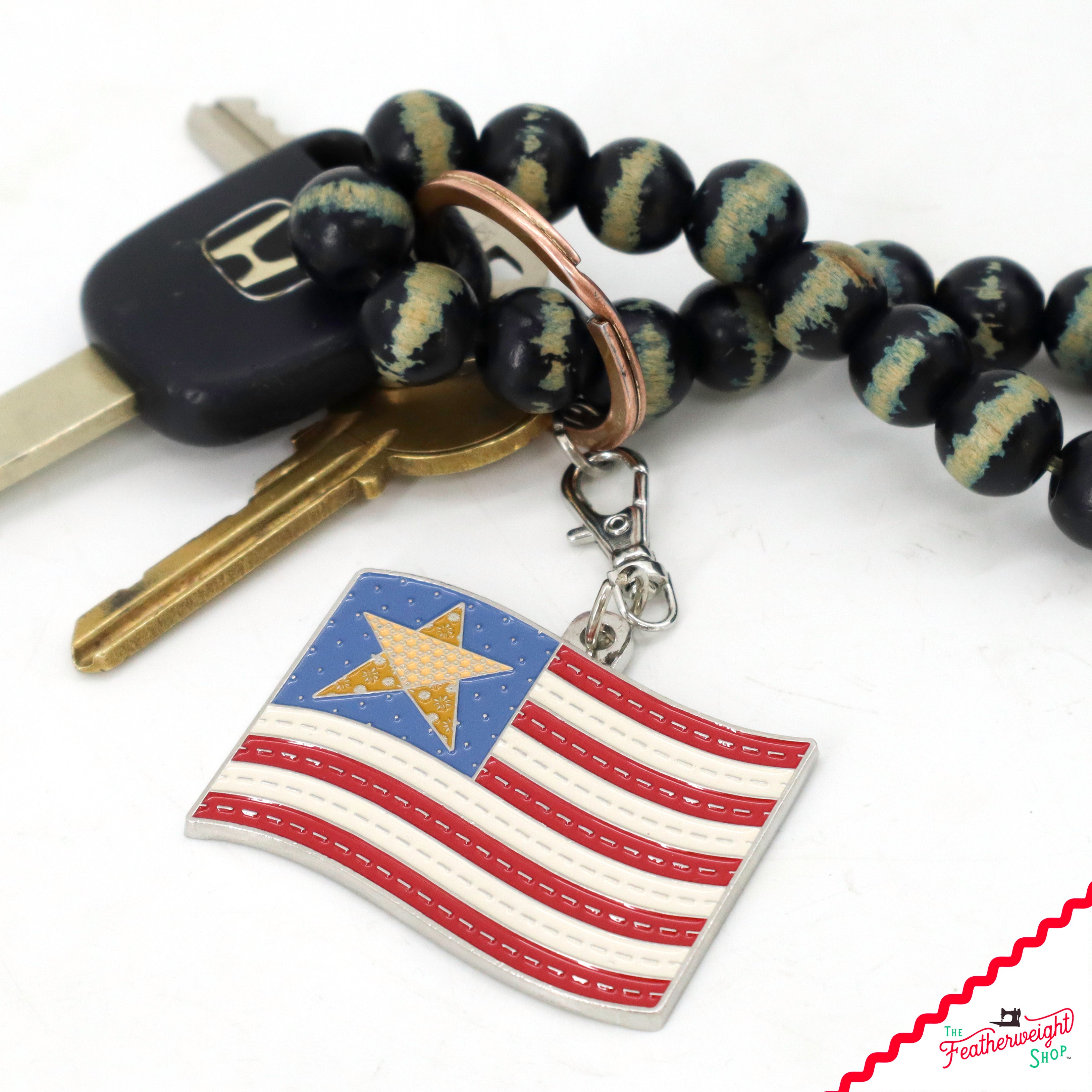 Keyring & Keychain Enamel Happy Charm, Flag by Lori Holt