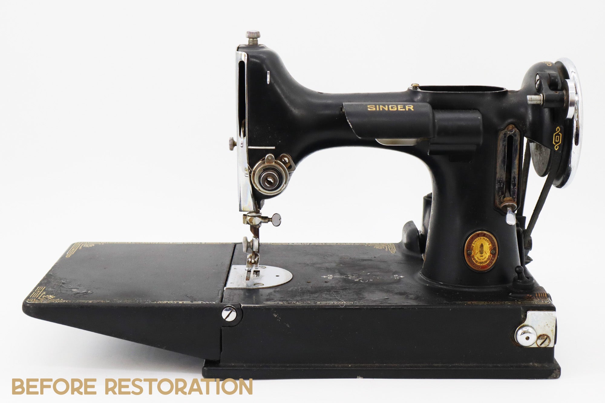 Singer Featherweight 221, Chicago World's Fair, Fully Restored in Gloss Black, AD54455* - RARE