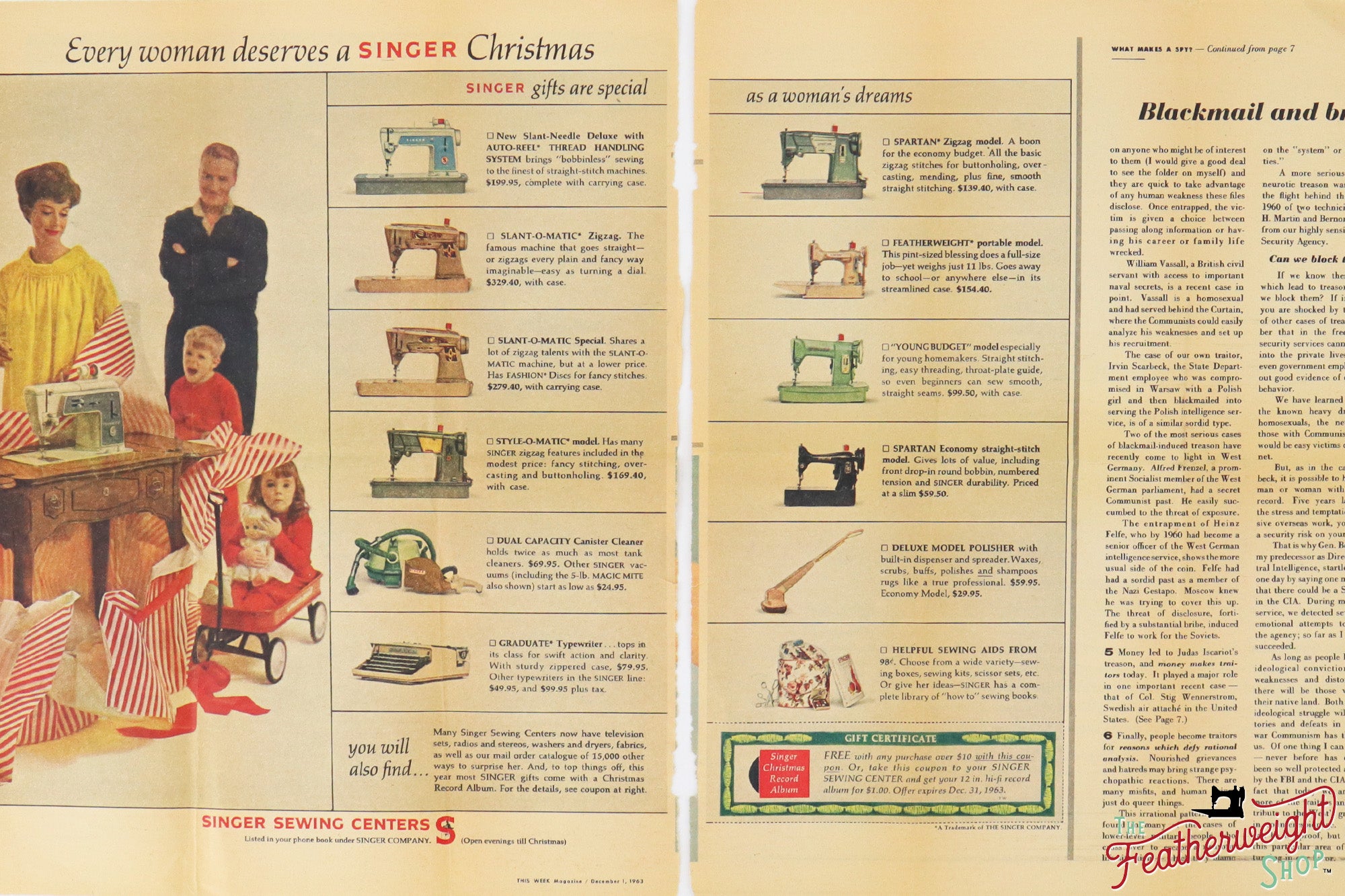 Advertisement, Rare Featuring the Singer Featherweight - (Vintage Original)