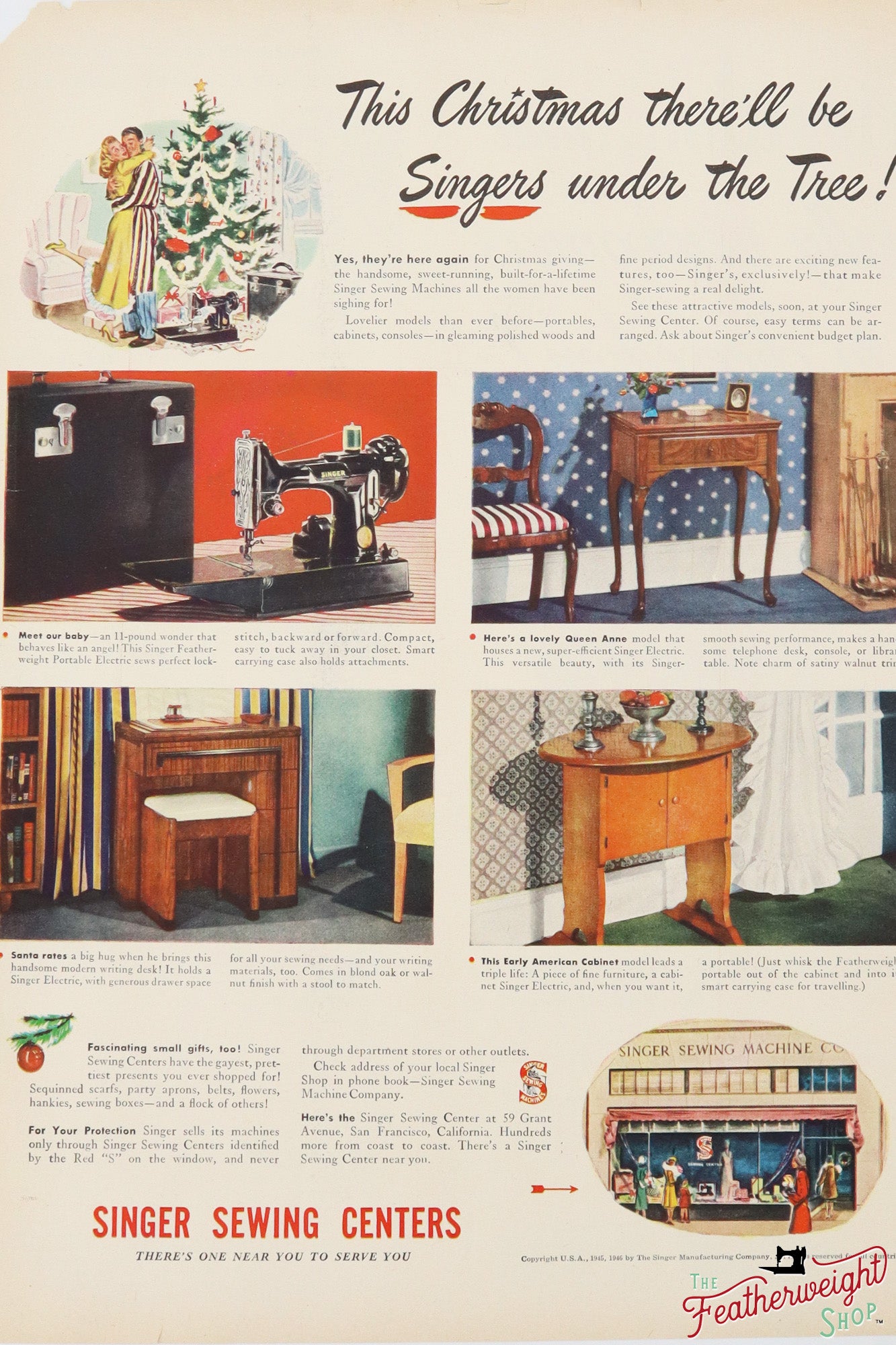 Advertisement, Rare Featuring the Singer Featherweight - (Vintage Original)