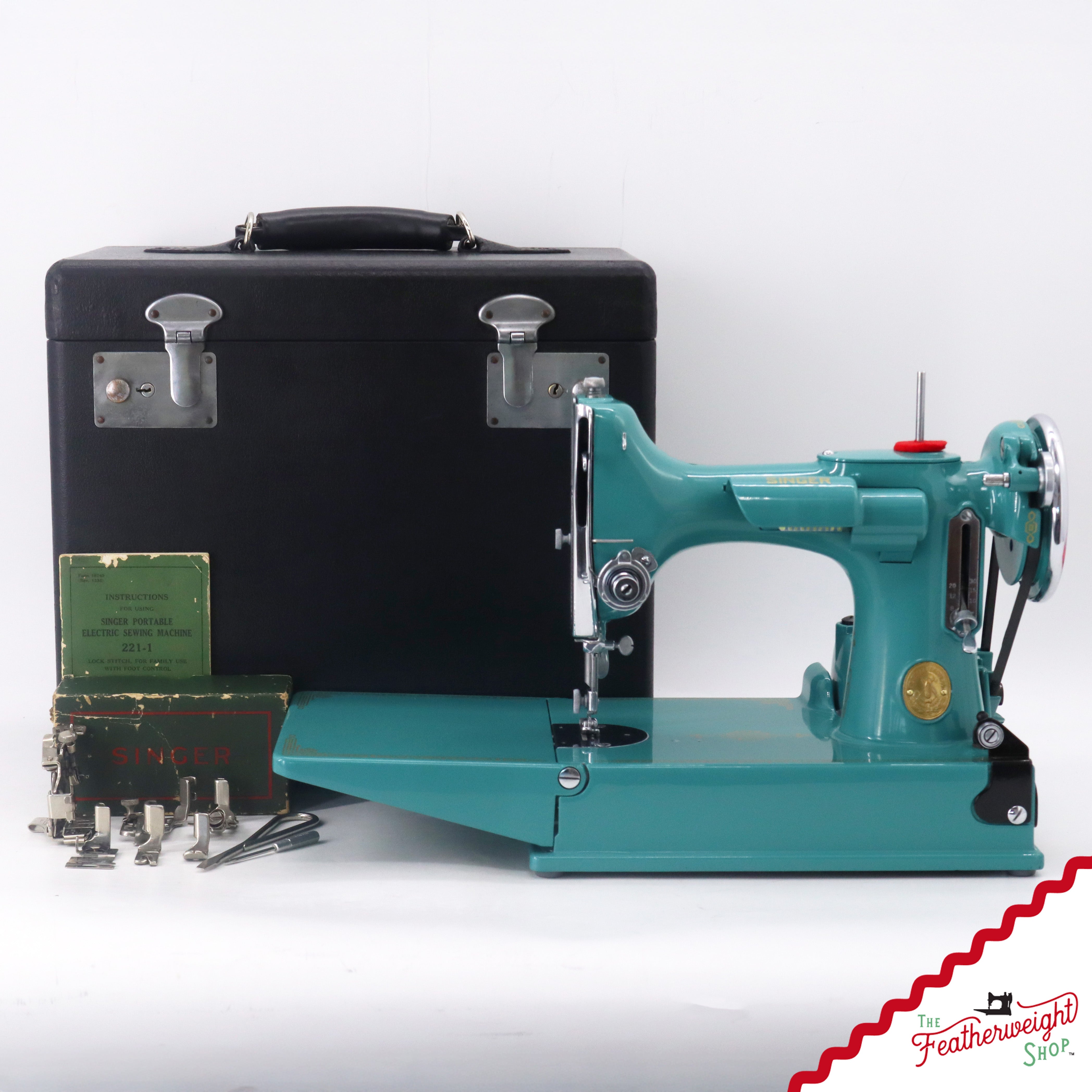 Singer Featherweight 221, AE061*** - Fully Restored in Lagoon