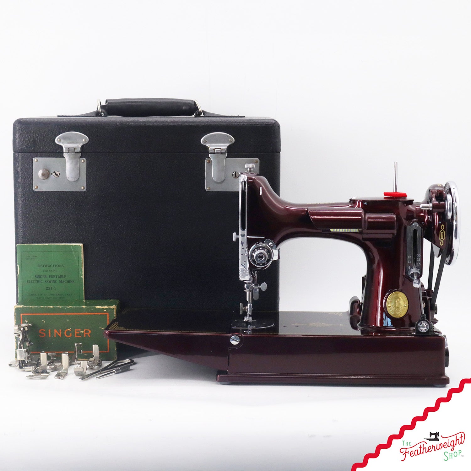 Singer Featherweight Top Decal 221 Fully Restored in Brandywine, AF383924 - SCARCE