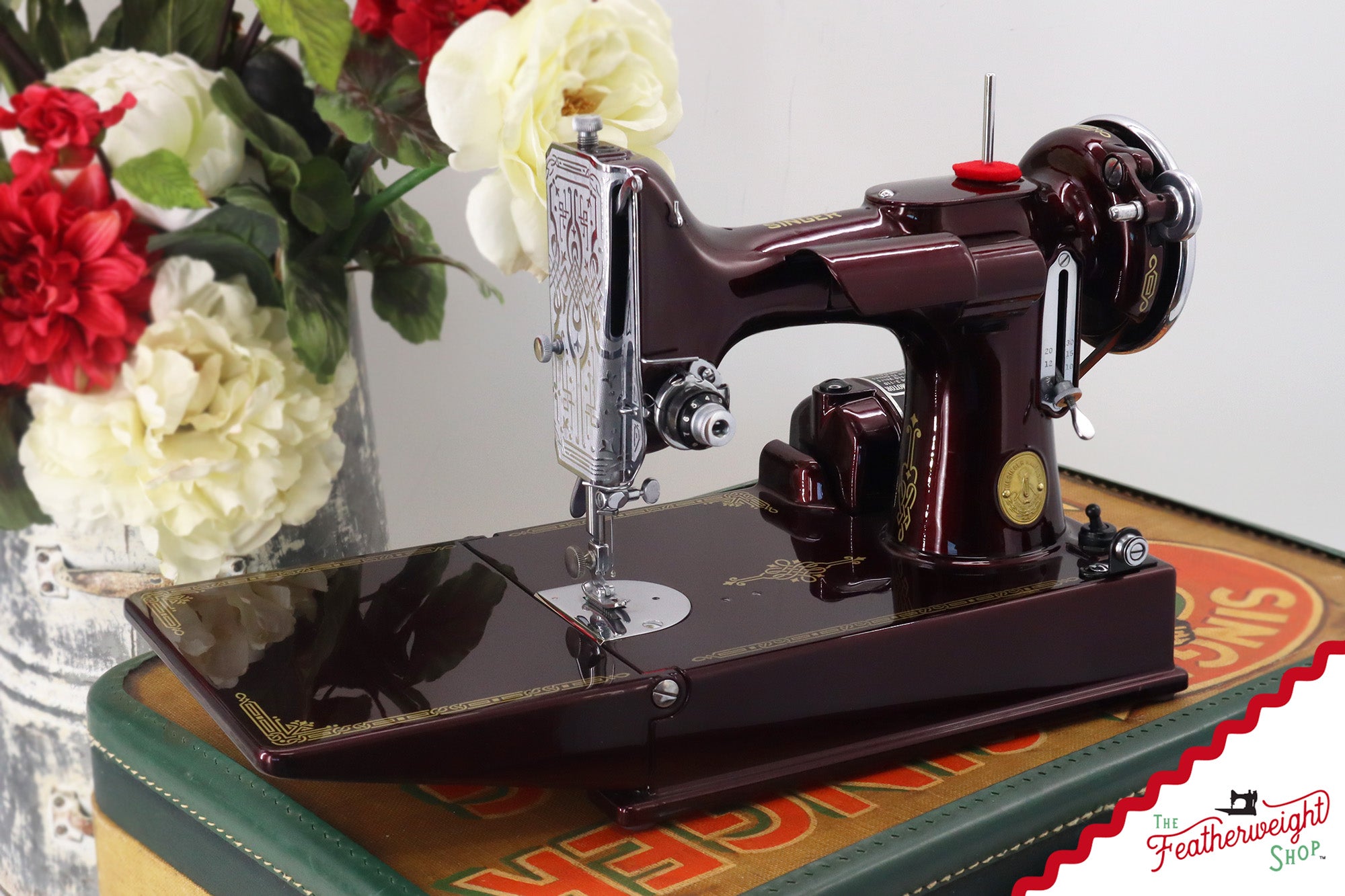 Singer Featherweight Top Decal 221 Fully Restored in Brandywine, AF383924 - SCARCE