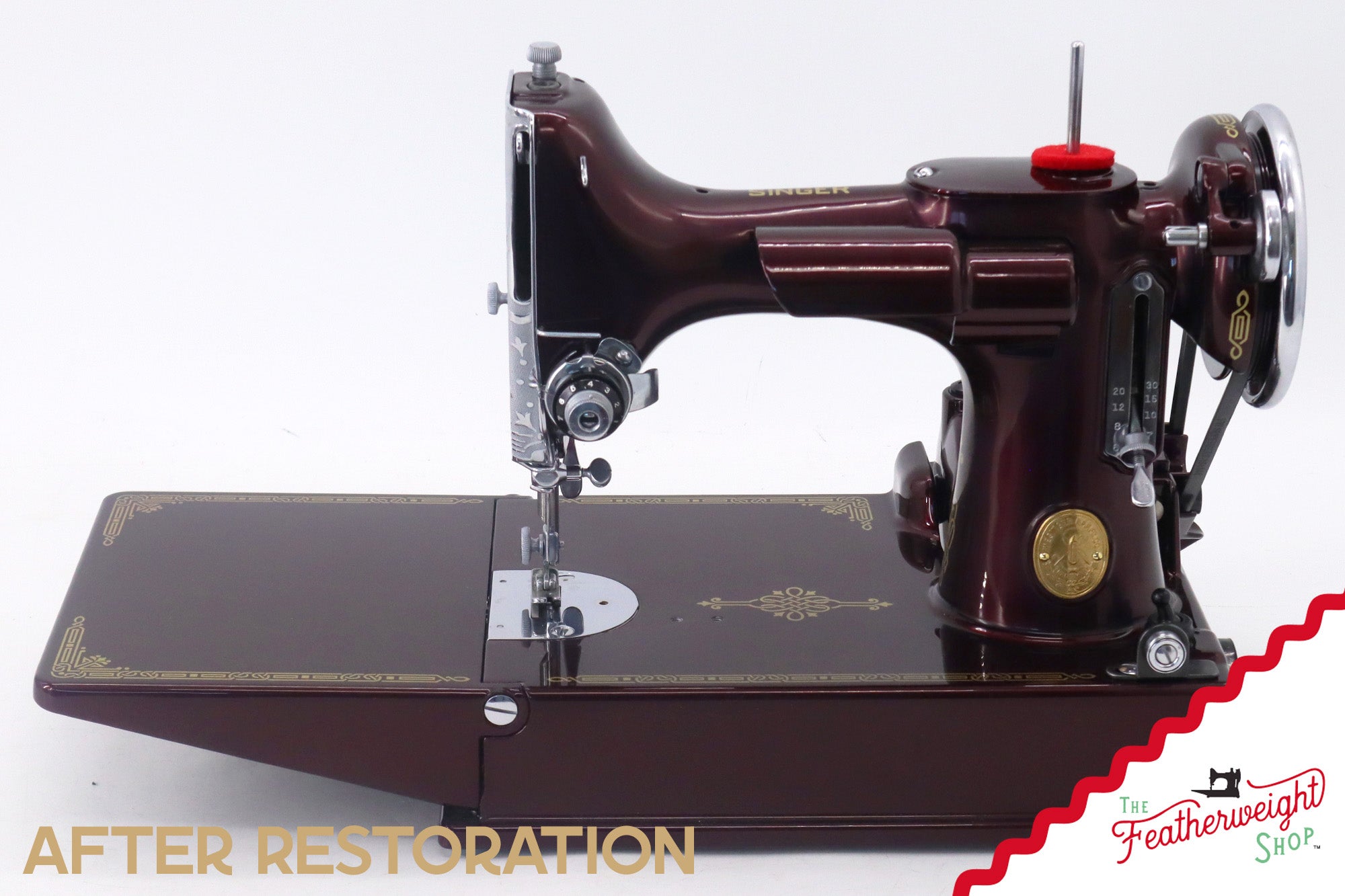 Singer Featherweight Top Decal 221 Fully Restored in Brandywine, AF383927 - SCARCE