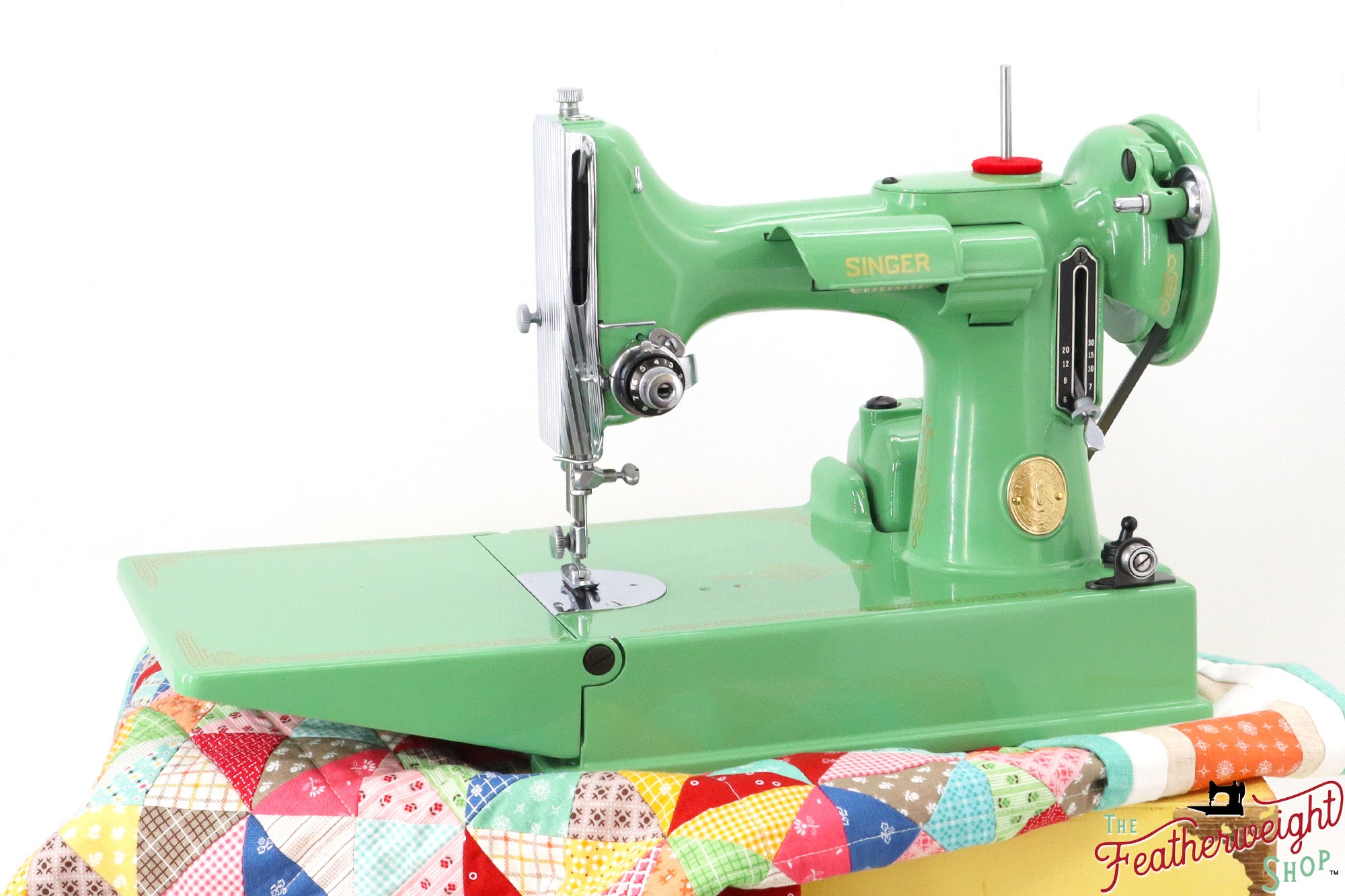 Singer Featherweight 221, AH211*** Fully Restored in Art Deco Green