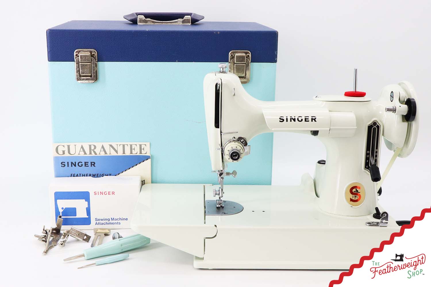Singer Featherweight 221K Sewing Machine, British WHITE FA229***