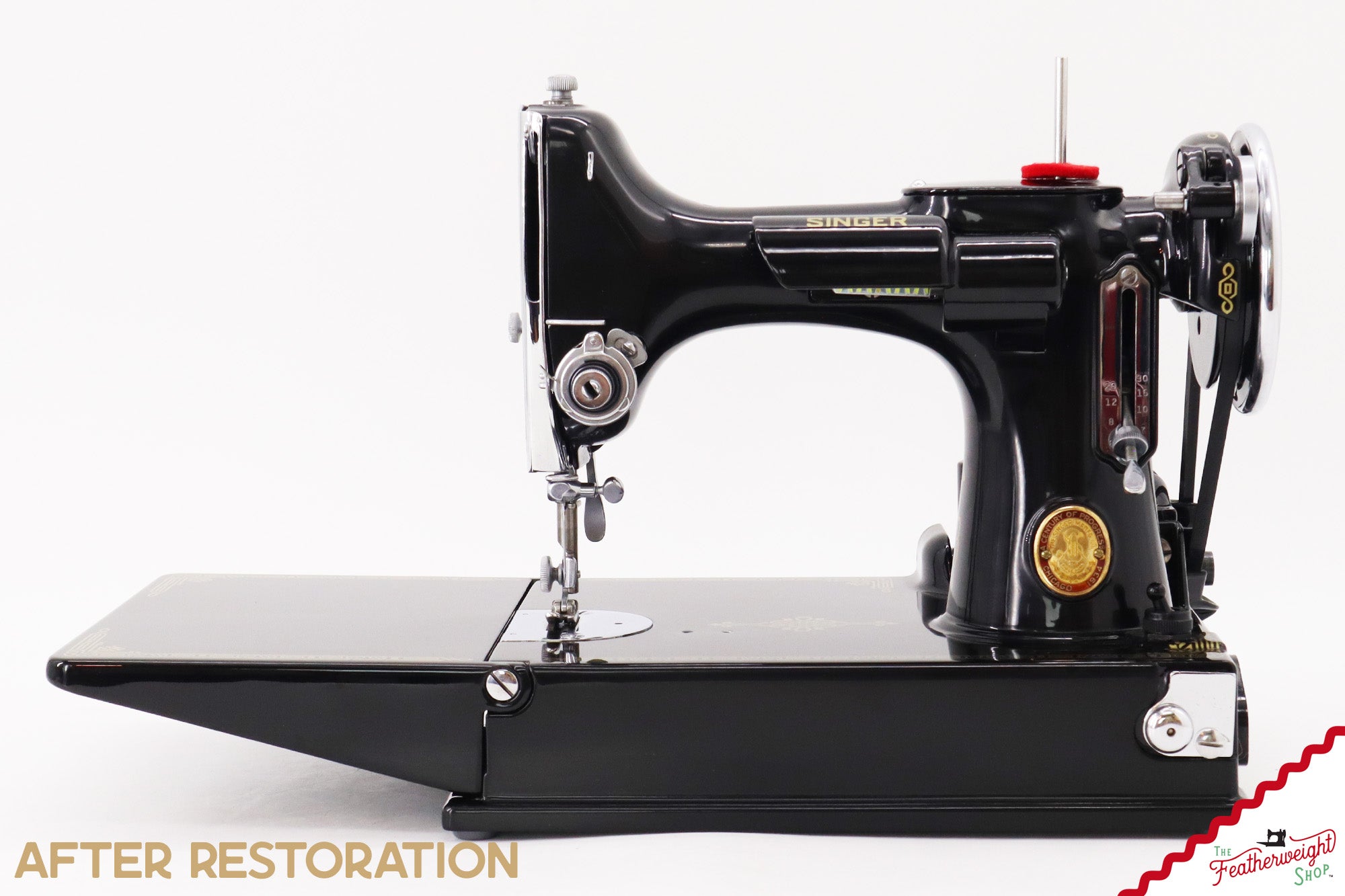 Singer Featherweight 221, Chicago World's Fair, Fully Restored in Gloss Black, AD54455* - RARE