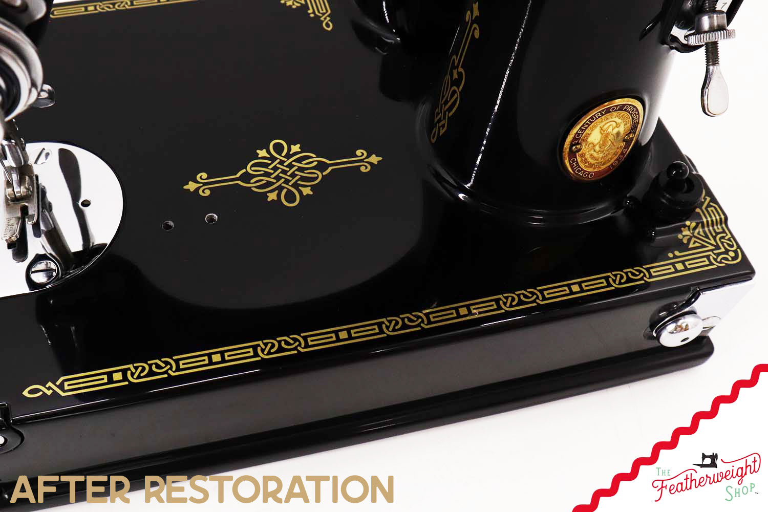 Singer Featherweight 221, Chicago World's Fair, Fully Restored in Gloss Black, AD54455* - RARE