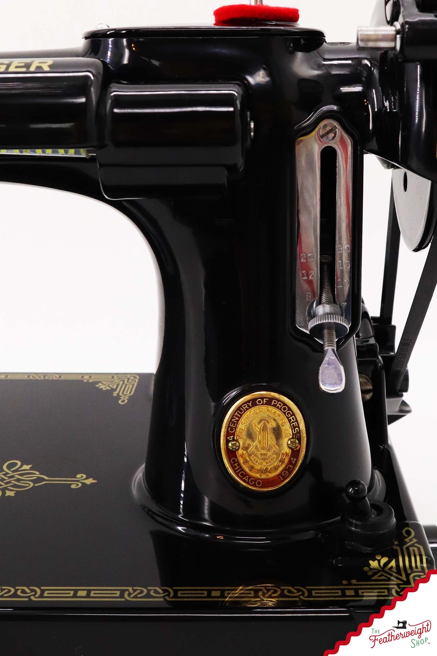 Singer Featherweight 221, Chicago World's Fair, Fully Restored in Gloss Black, AD54455* - RARE