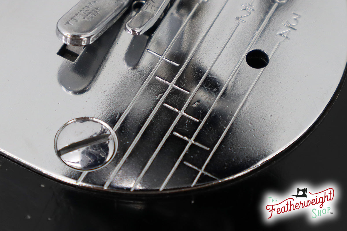 Throat / Needle Plate, Graduated (Textured Chrome) - Singer Featherweight Model 221