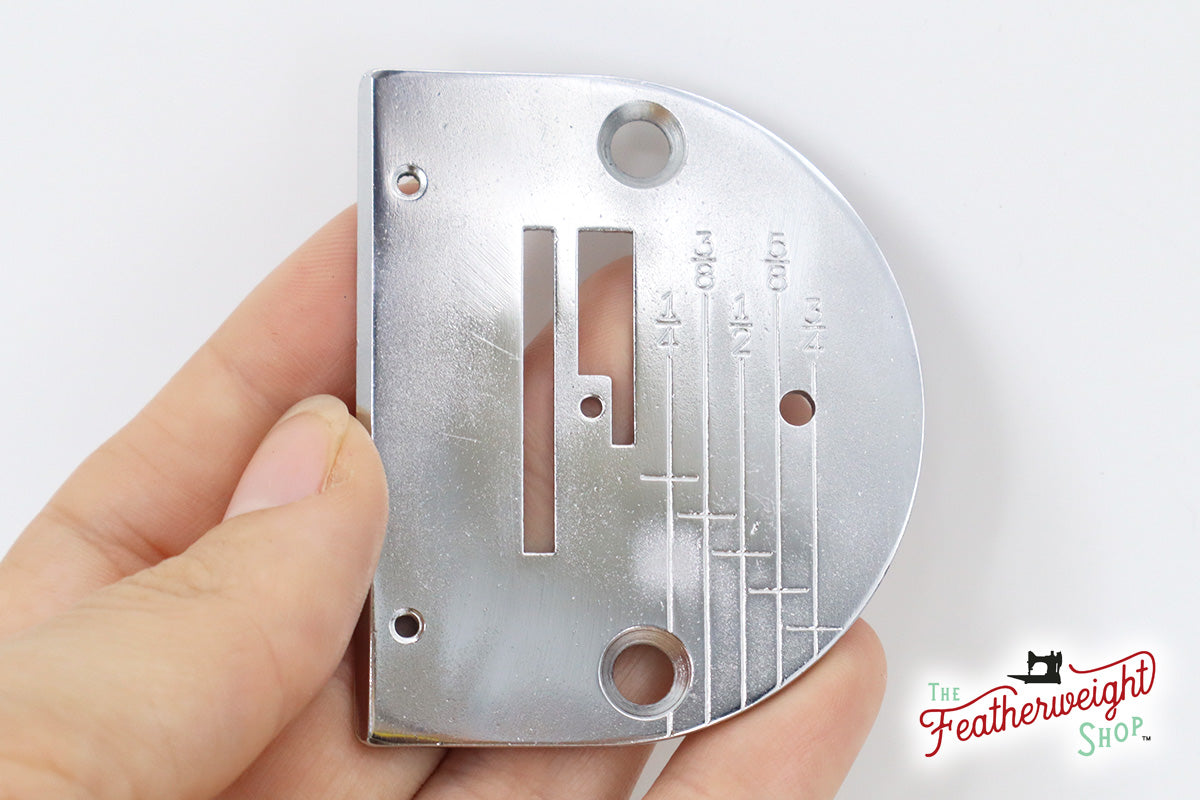 Throat / Needle Plate, Graduated (Textured Chrome) - Singer Featherweight Model 221