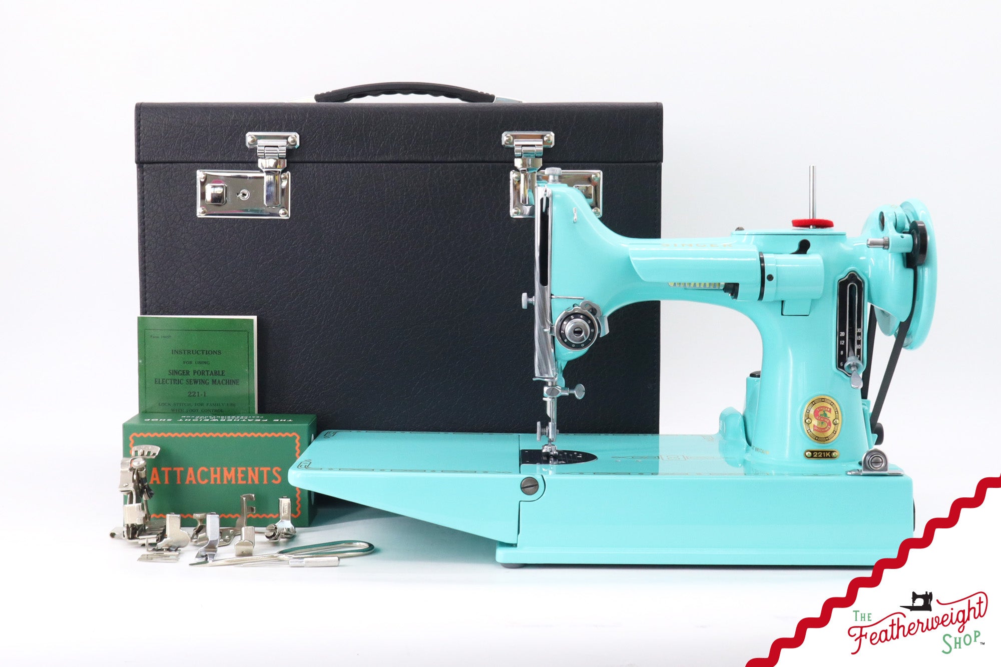 Singer Featherweight 221K, Red 'S', ES240*** - Fully Restored in Tiffany Blue