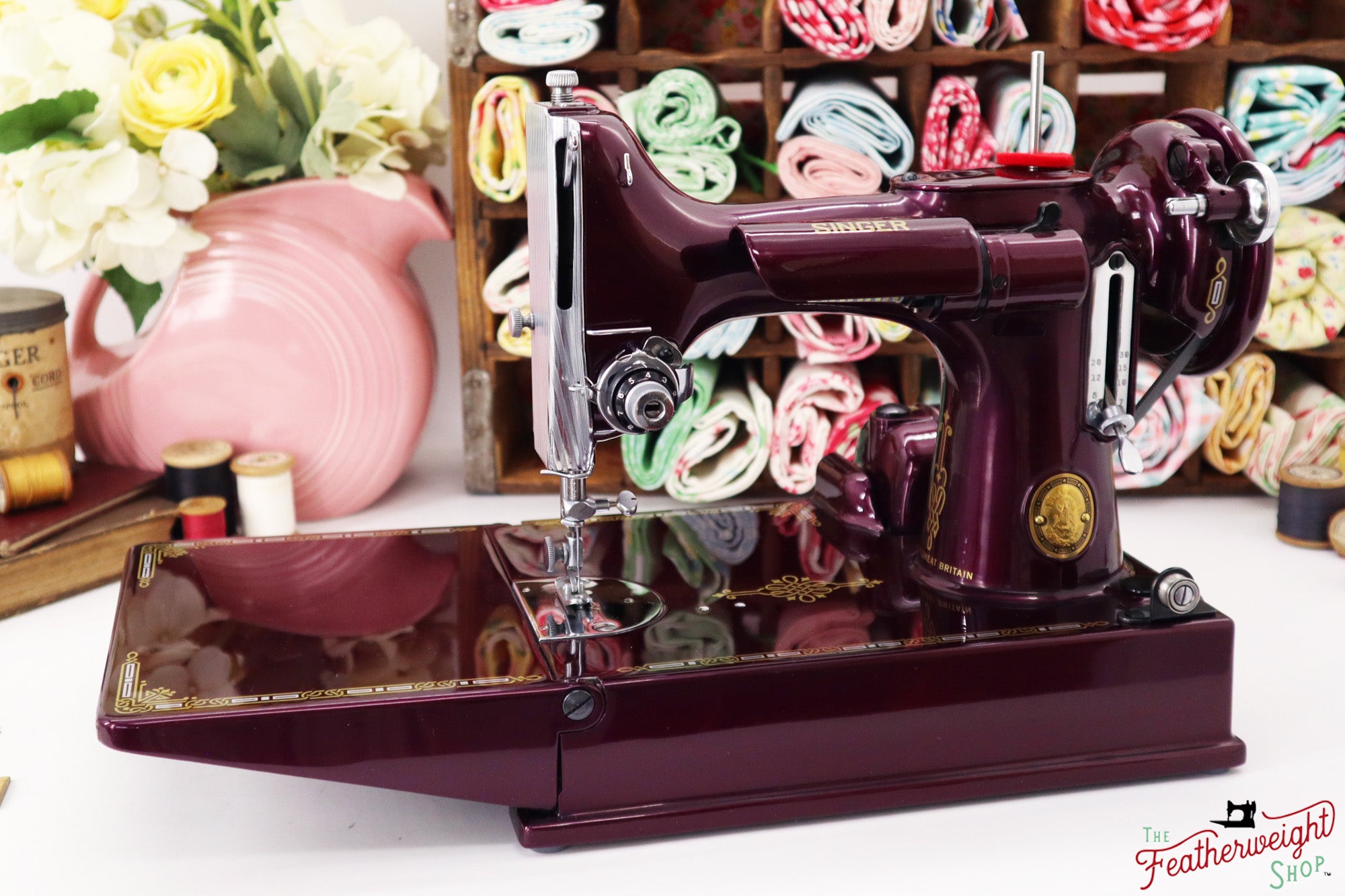 Singer Featherweight 221K, 1952 - EH241*** - Fully Restored in Star Garnet