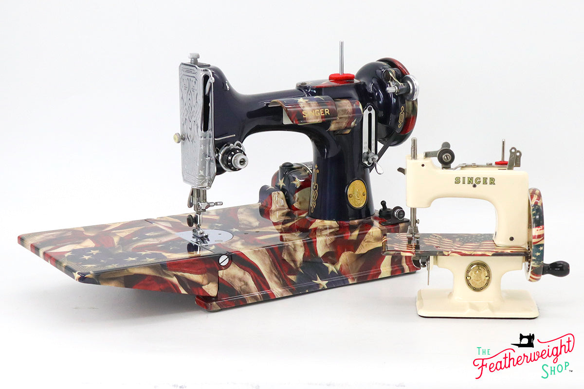 Singer Sewhandy Model 20 - Fully Restored in Sugar Cookie and American Flag - July 2024