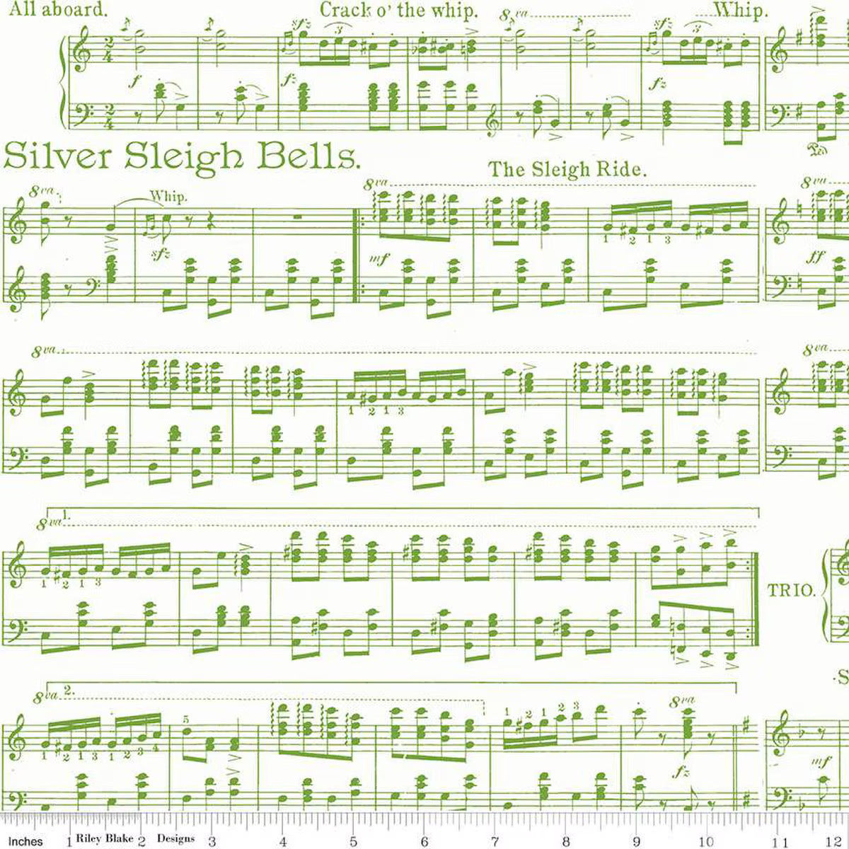 Fabric, Classic Christmas - Sheet Music WHITE by J. Wecker Frisch (by the yard)