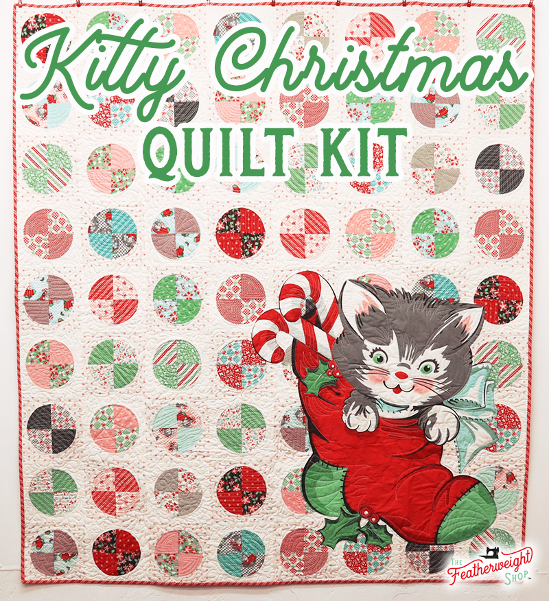 Quilt Kit, Kitty Christmas Boxed Set of Fabric + Pattern & Templates