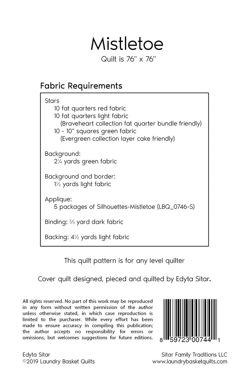 PATTERN, MISTLETOE by Edyta Sitar from Laundry Basket Quilts