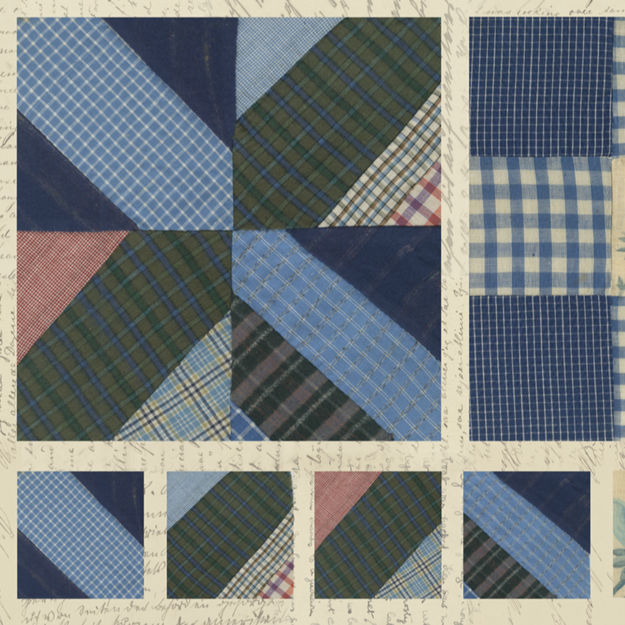 Fabric, Treasured Threadz Quilt Block Panel - Missouri Star Blue