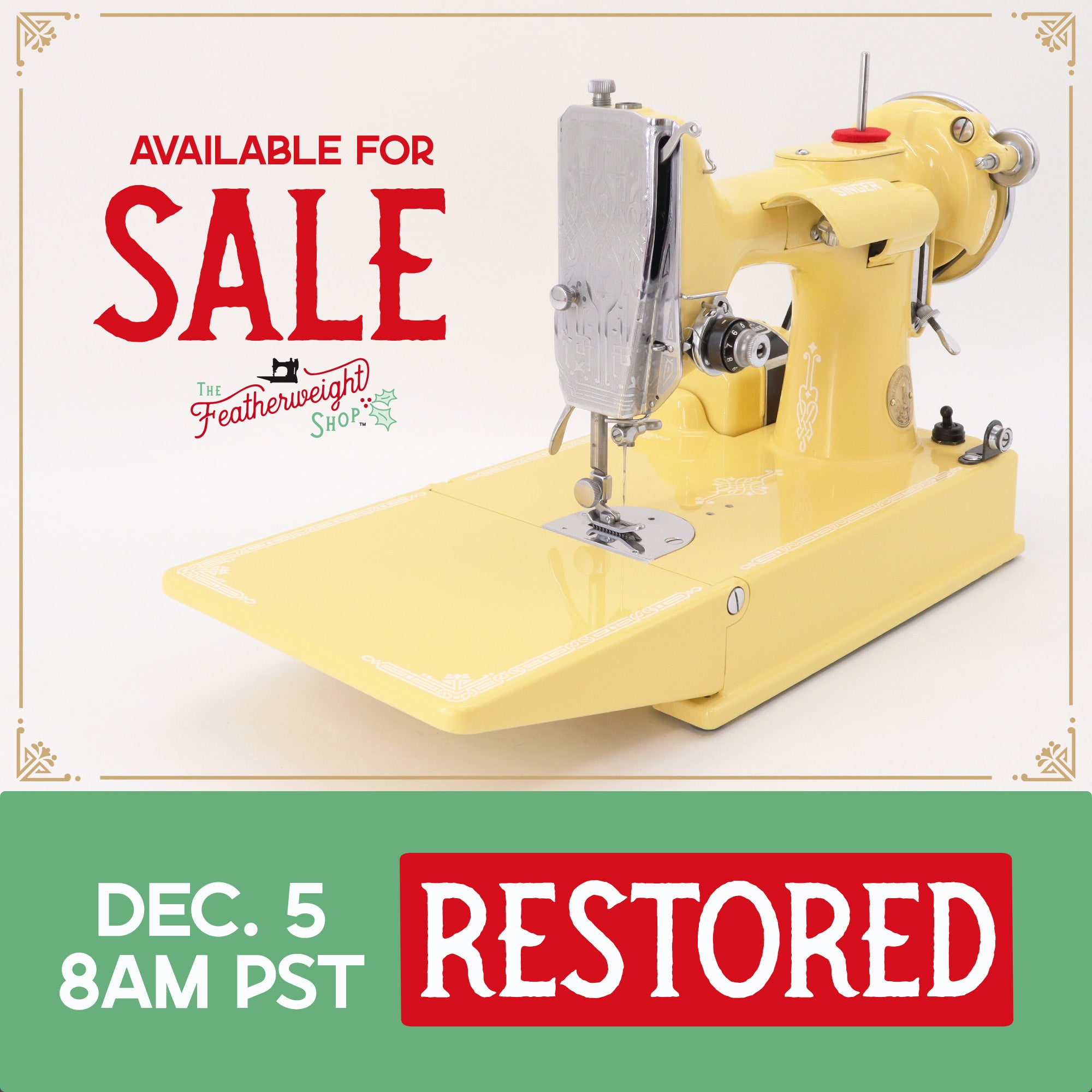 Singer Featherweight 221 AF0831** - Fully Restored in Happy Yellow