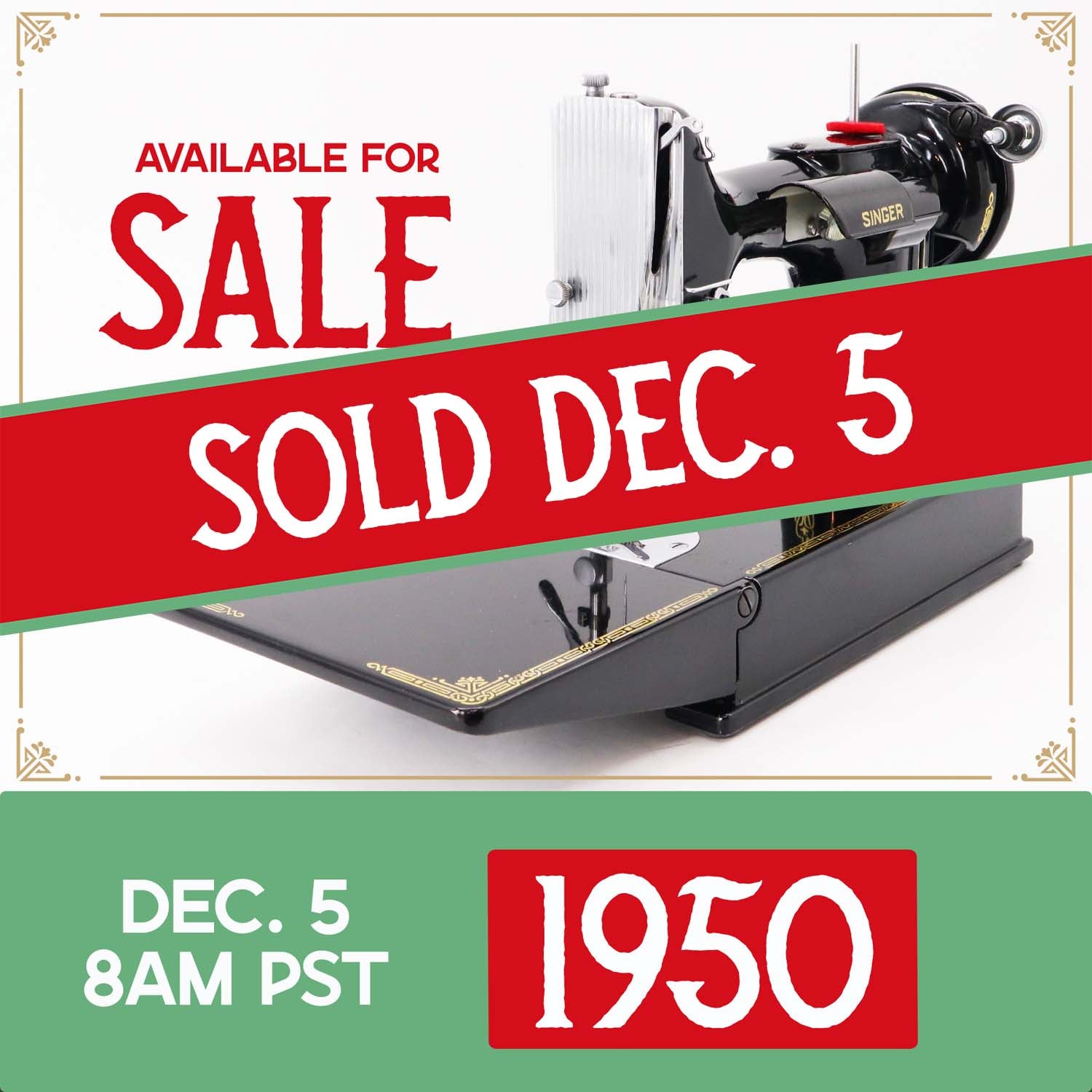 Singer Featherweight 221 Sewing Machine, AJ619*** - 1950